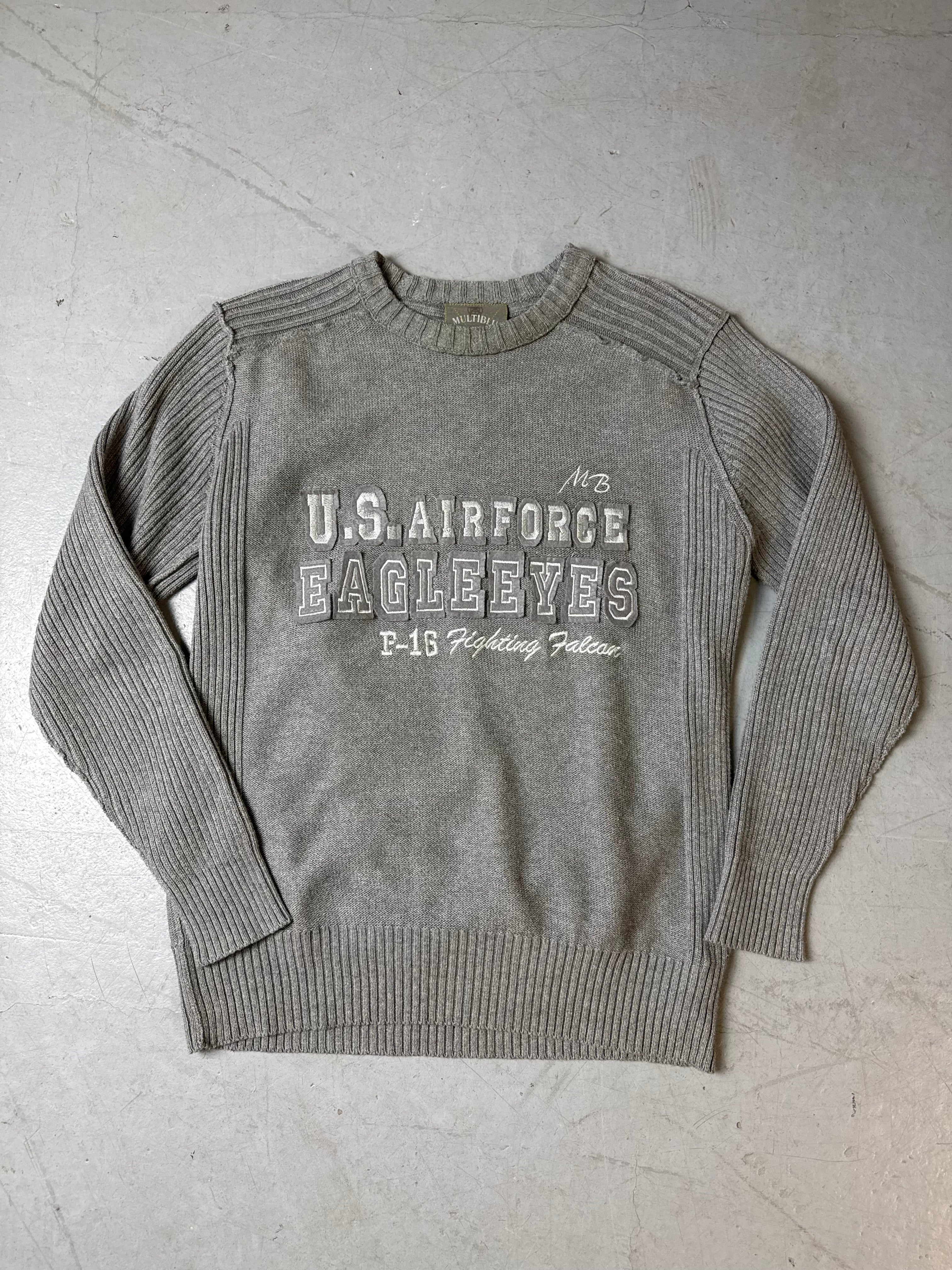 Produktbild von einem Vintage Multiblu Grey Knit Sweater von vorne