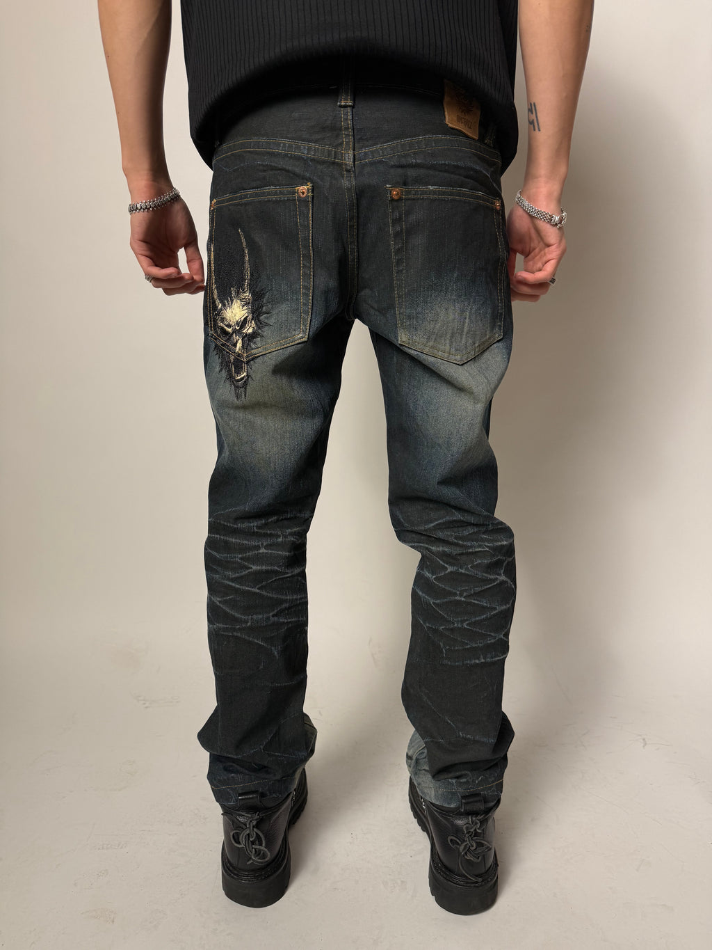 Vintage Oniarai Japanese Printed Denim M