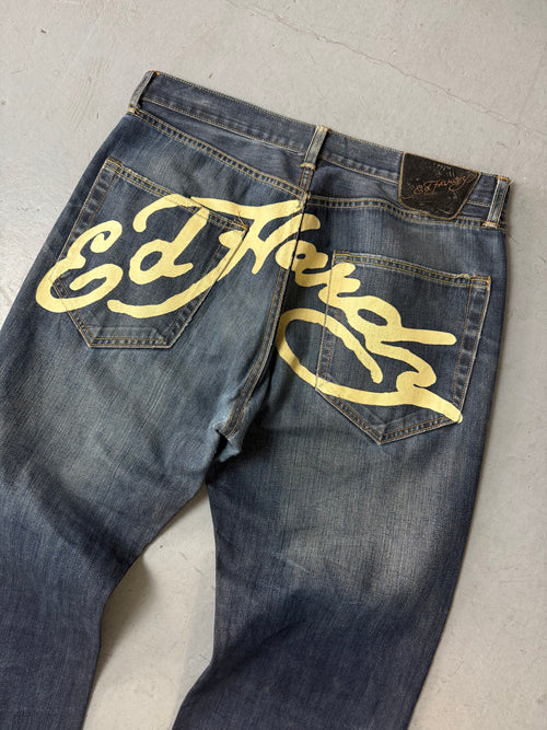 Vintage Ed Hardy Baggy Denim für Herren Y2K Second Hand Designer Fashion 