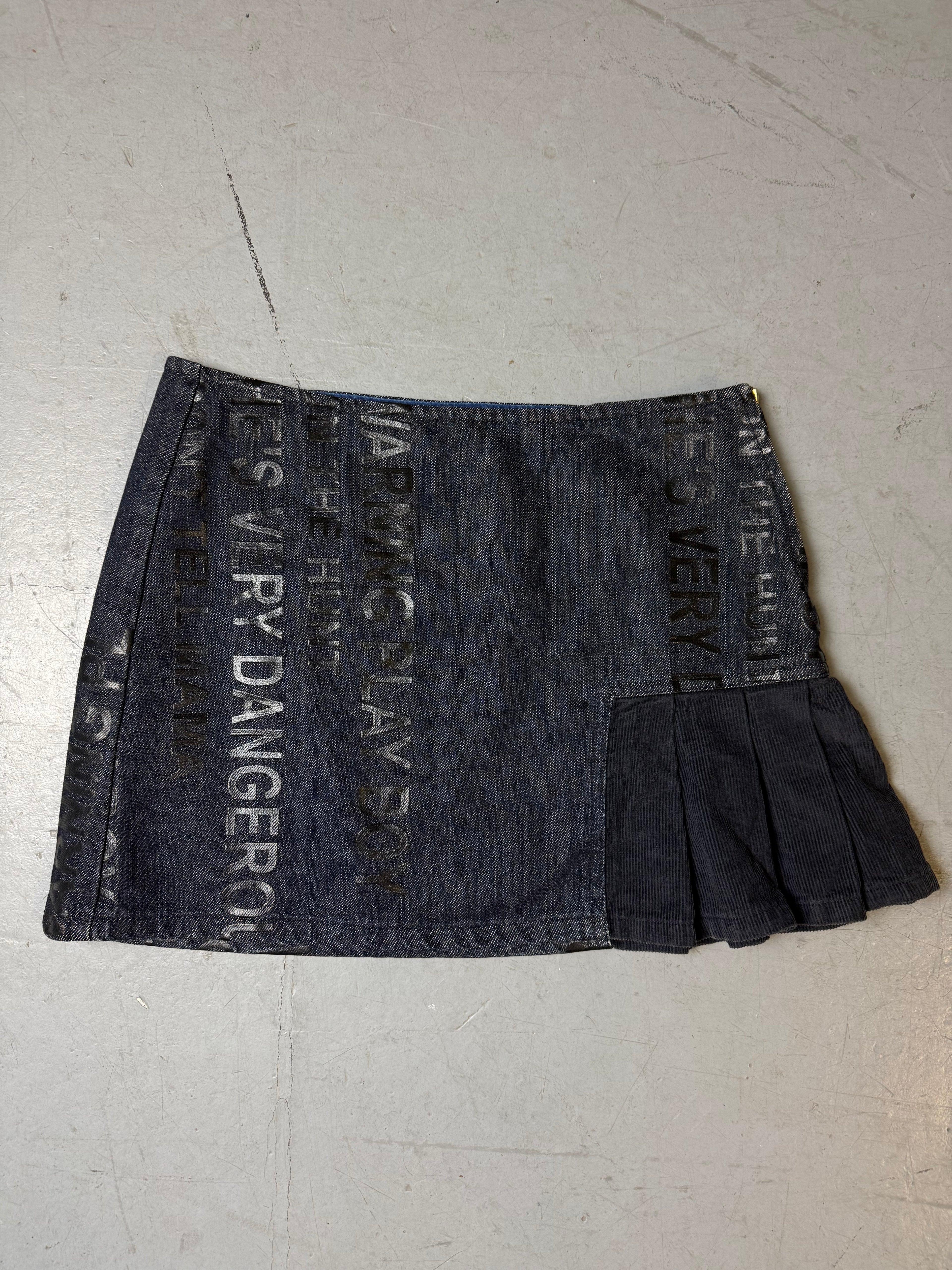 Vintage Sisley Printed Denim Mini Skirt S/M