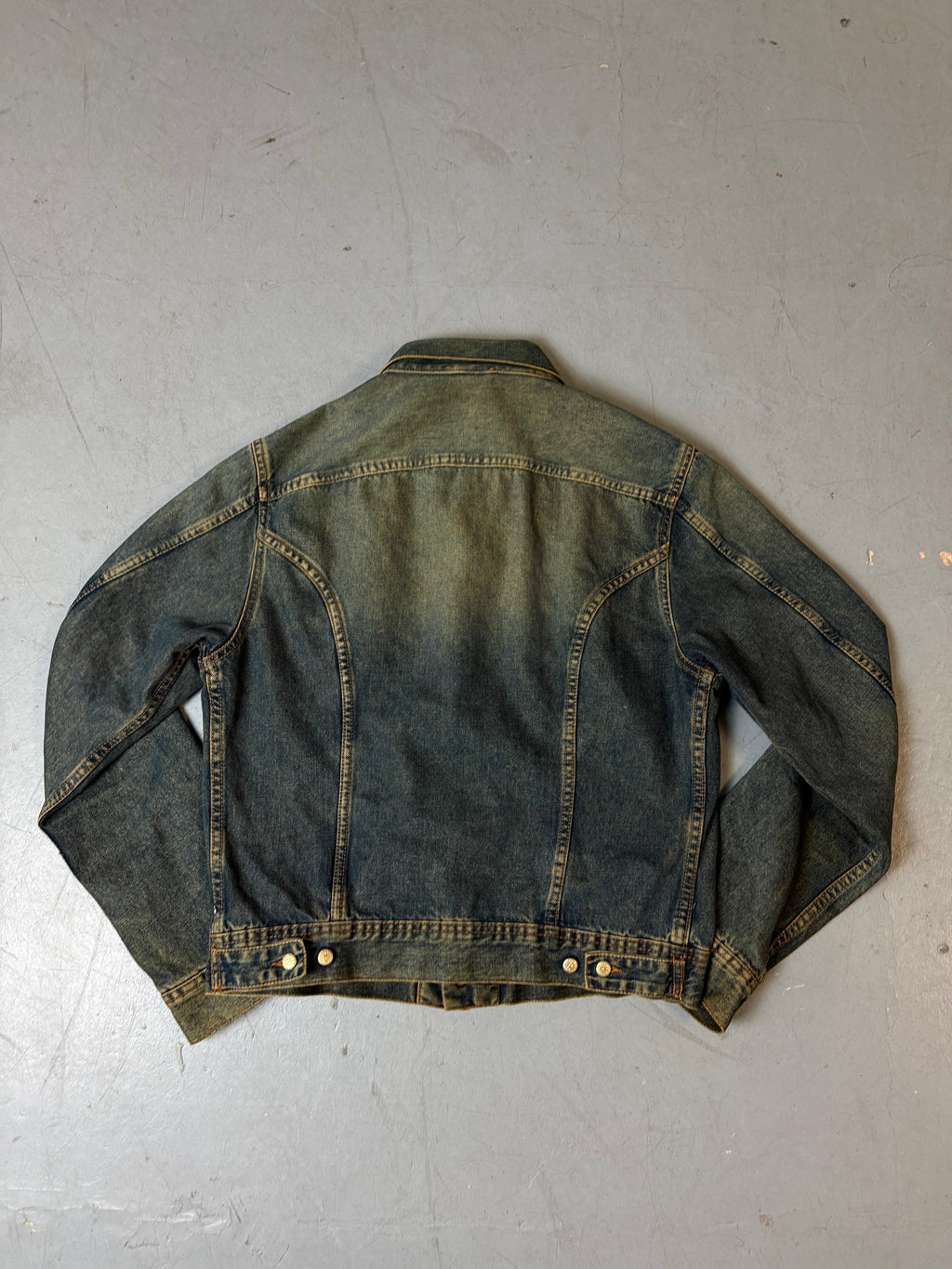 Produktbild von Vintage Diesel Green/Blue Washed Denim Jacket M von hinten