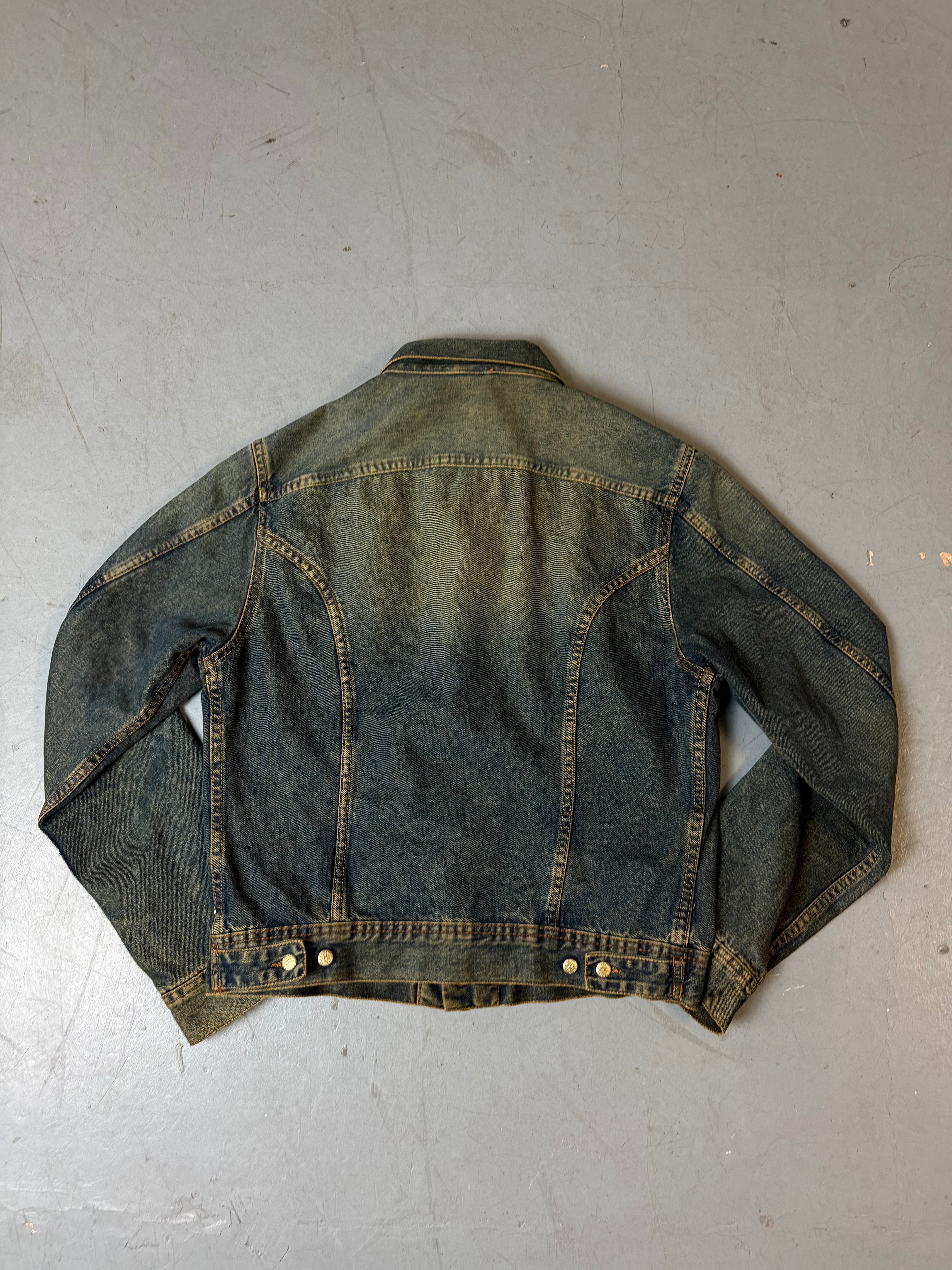 Produktbild von Vintage Diesel Green/Blue Washed Denim Jacket M von hinten