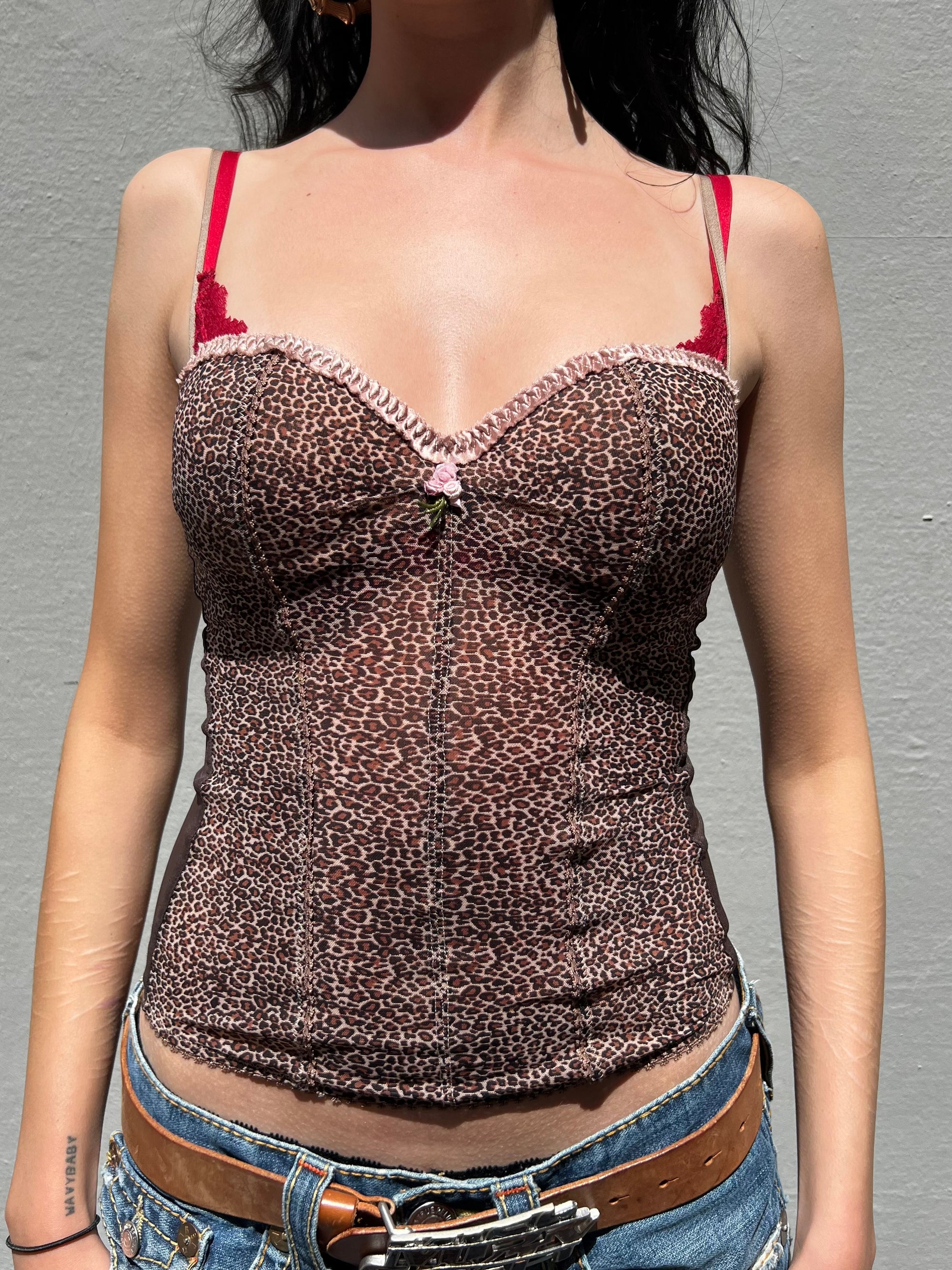 Vintage Leopard Print Corset Top S