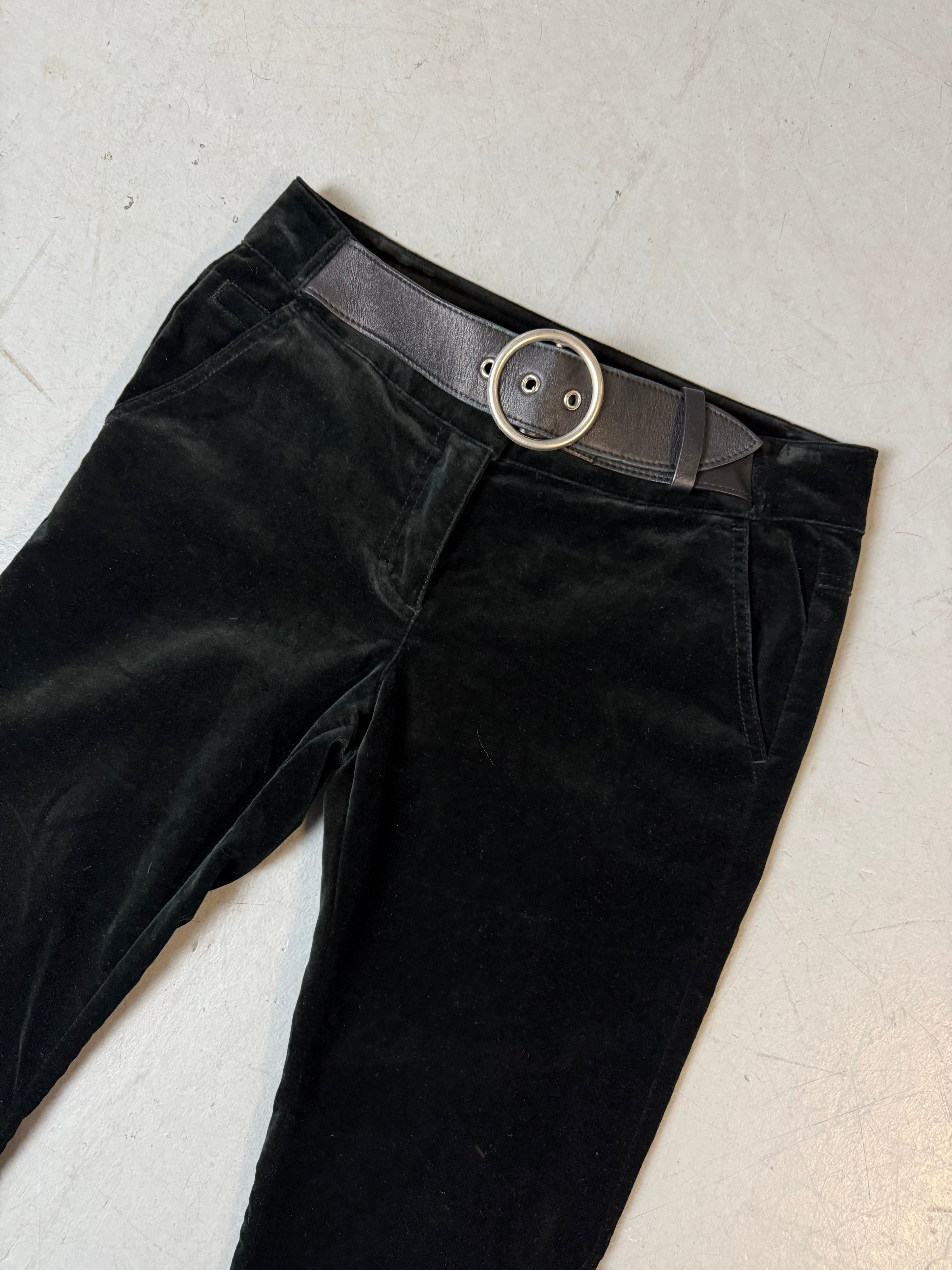 Vintage Max&Co Black Velvet Pants with Leather Belt S