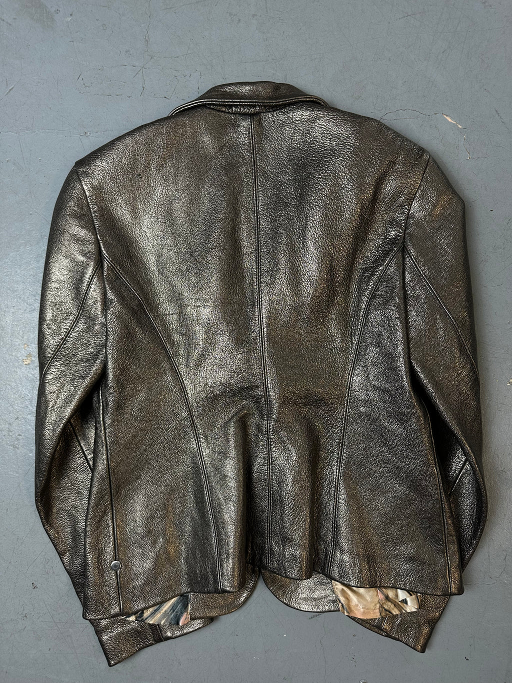 Vintage Gold Shimmery Faux Leather Blazer S/M