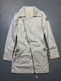 Vintage Diesel Rising Sun White Coat with asymmetrical zip. Y2K Second Hand 2000s Fashion