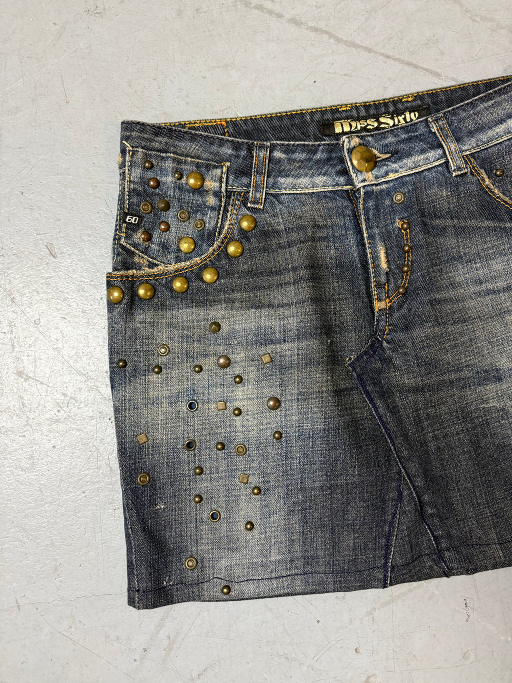 Vintage Miss Sixty Denim Mini Skirt with Studs M