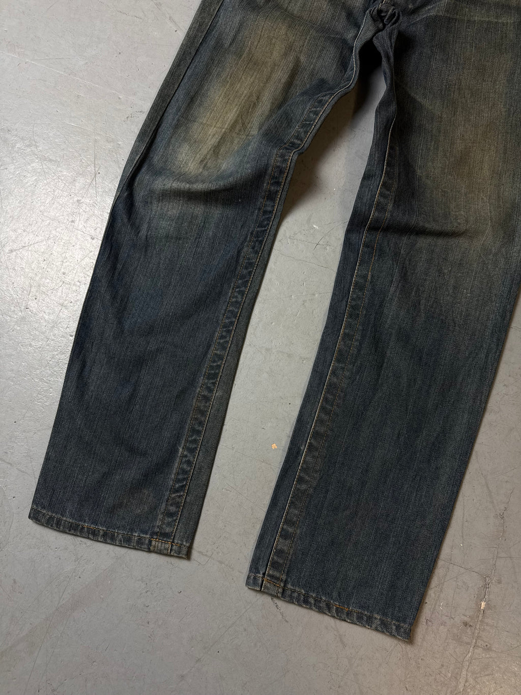 Detailbild von Vintage Replay Yellow Stitched Baggy Denim S/M von vorne