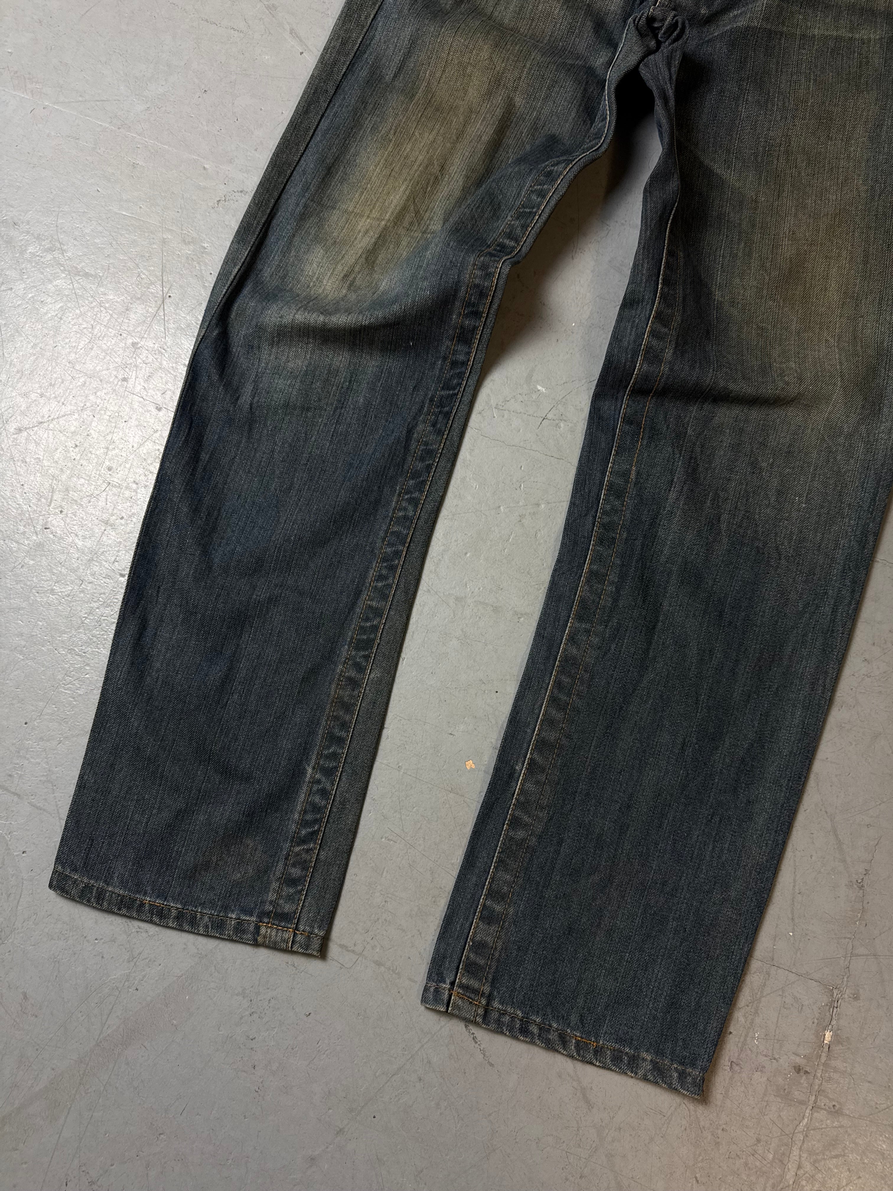 Detailbild von Vintage Replay Yellow Stitched Baggy Denim S/M von vorne