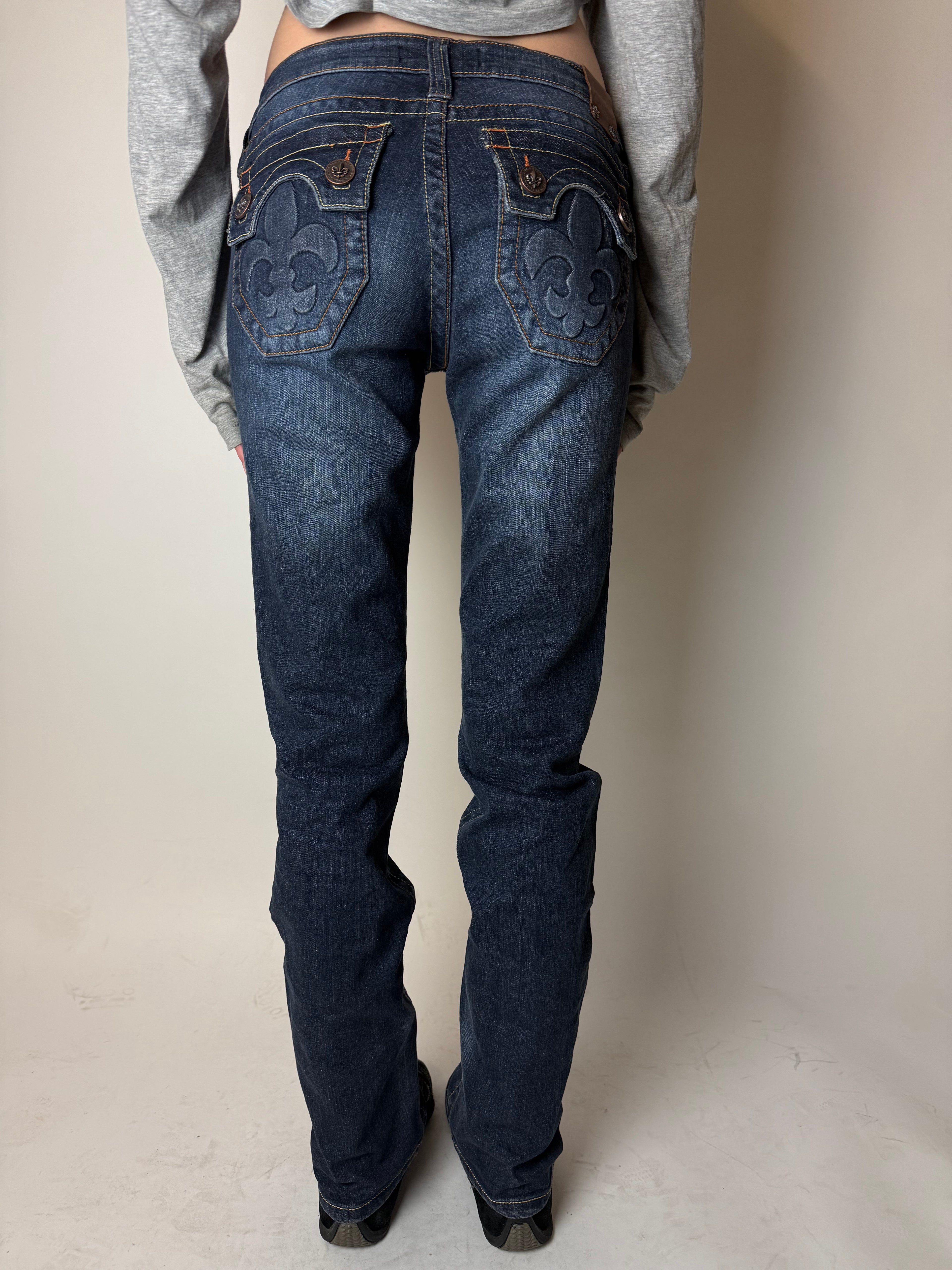 Y2K Laguna Beach „Hermosa Beach“ Dark Blue Mid Waist Denim für Damen. Y2K 2000s Fashion