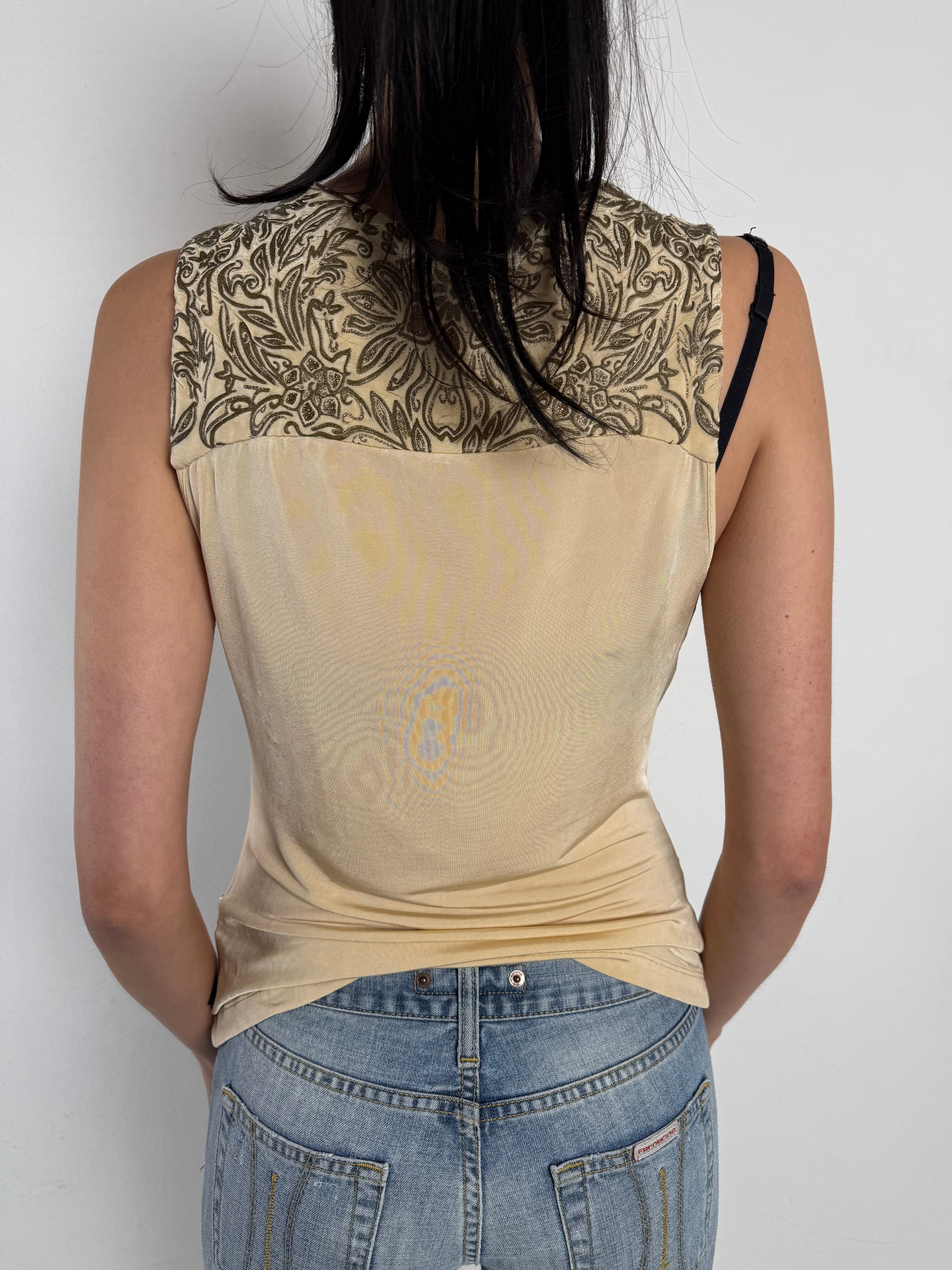 Vintage Just Cavalli Beige Satin Top L