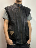 Tragebild von einer Vintage Leather Biker Vest von vorne