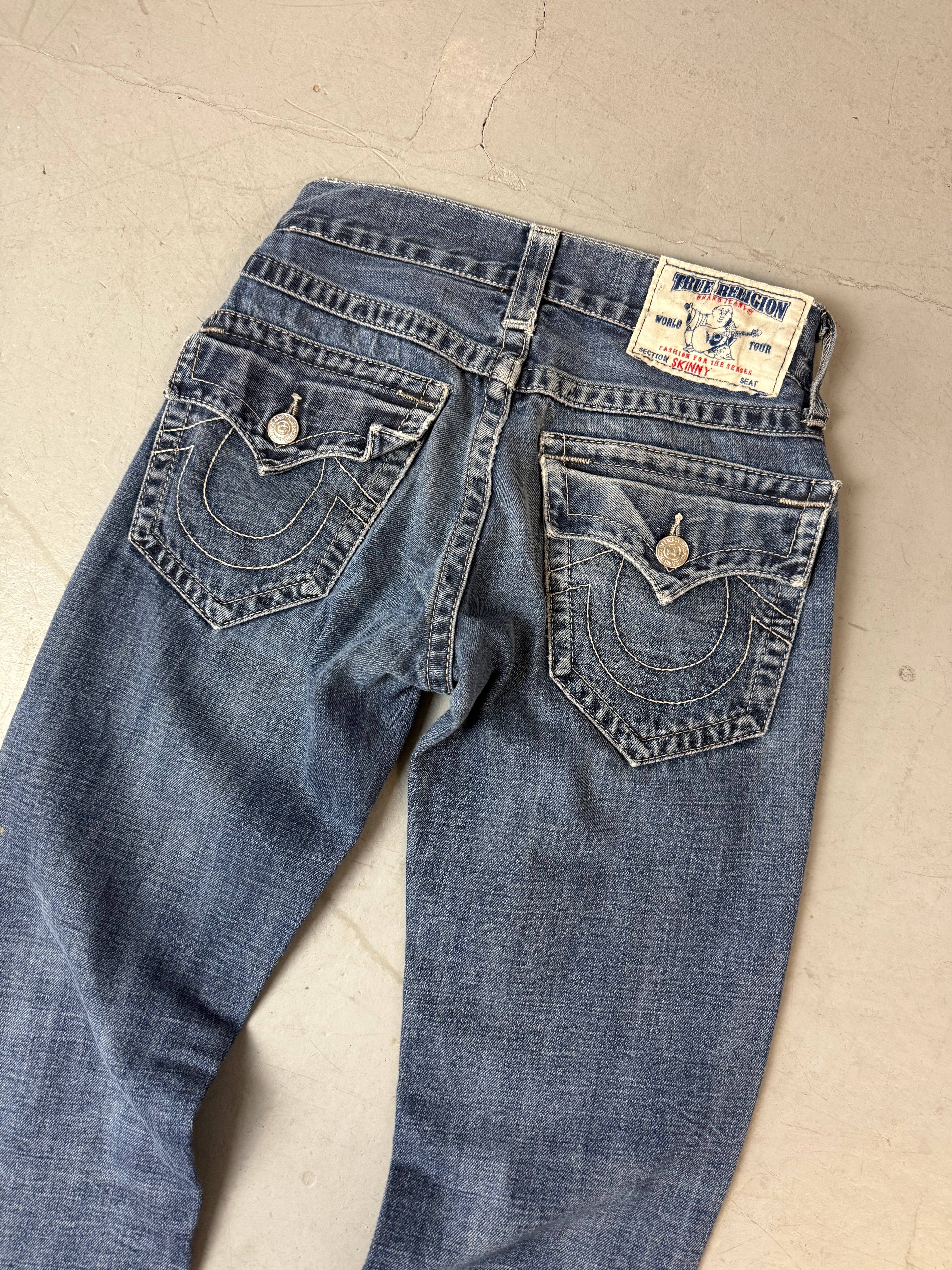Vintage True Religion Skinny Jeans für Frauen. Y2K 2000s Fashion 