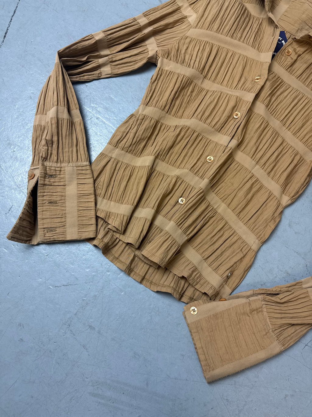 Vintage Light Brown Ruffled Blouse S