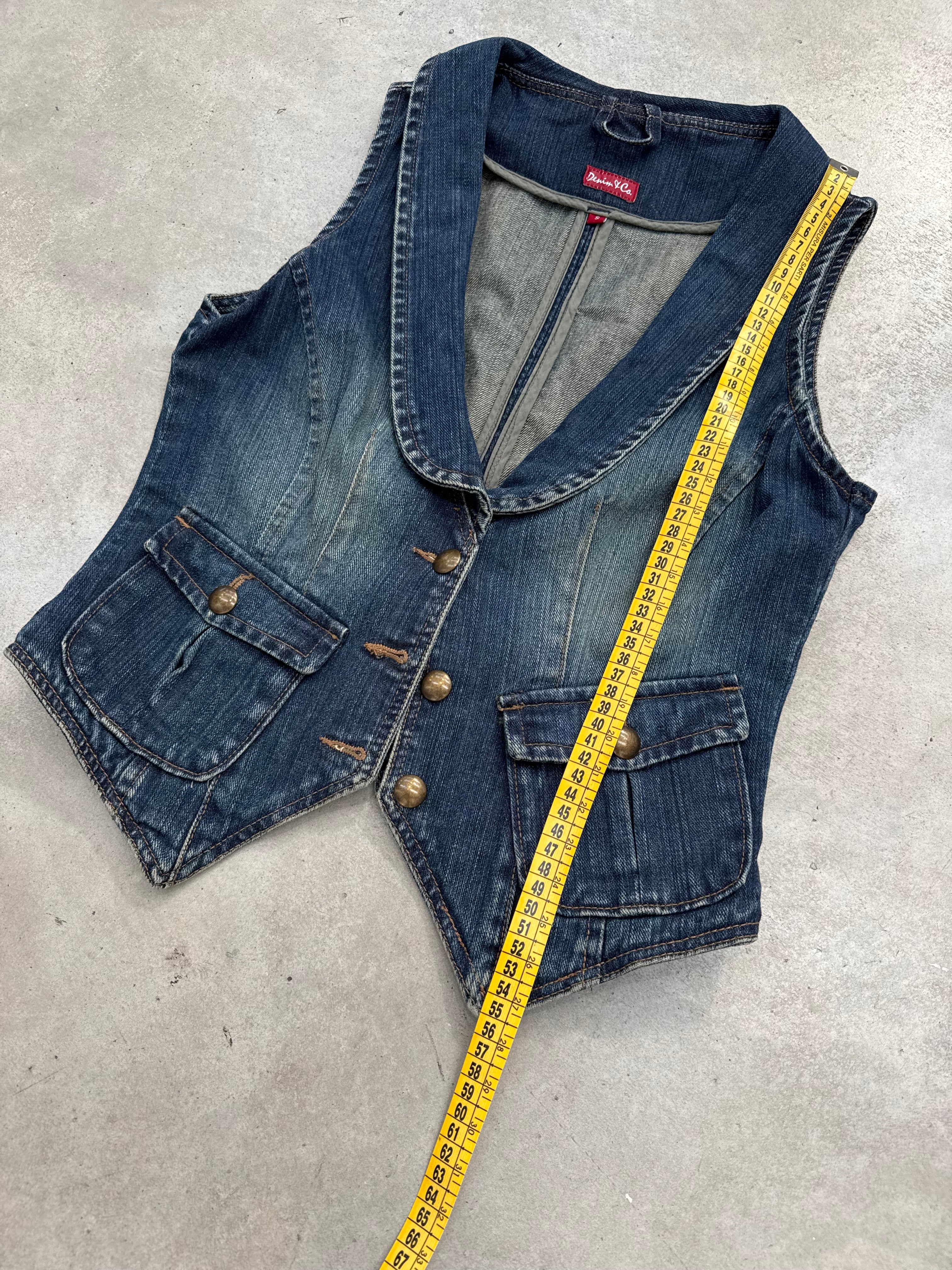 Vintage Cropped Denim Button Up Top S