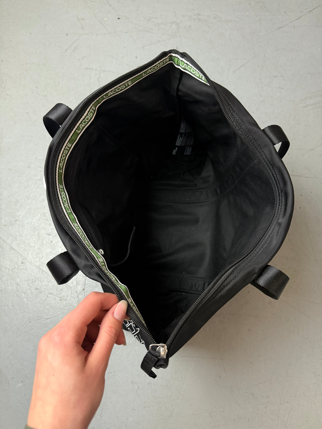 Vintage Lacoste Black Shopper Bag. Unisex. Y2K Second Hand 2000s Fashion