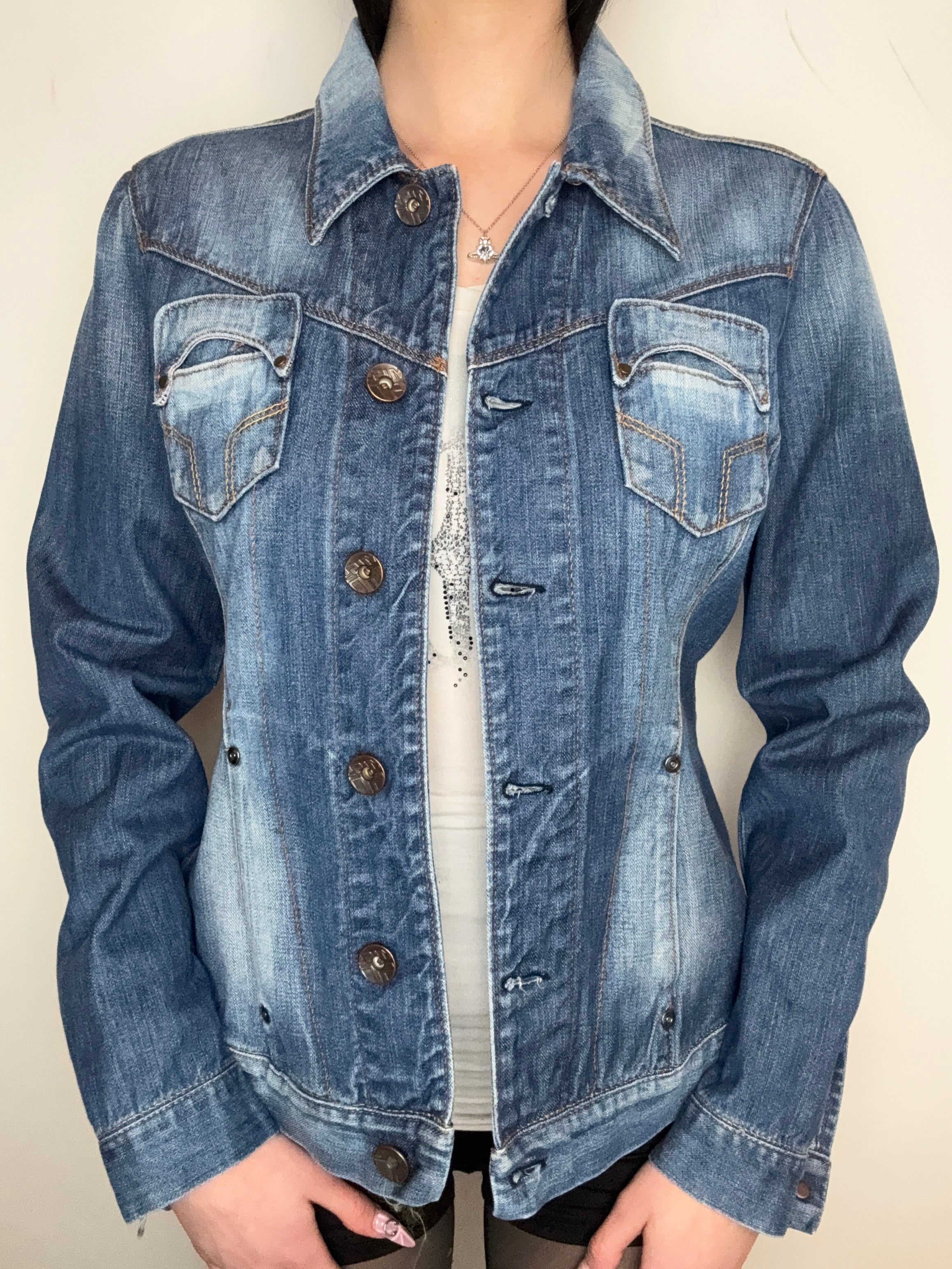 Vintage Miss Sixty Denim Jacket für Damen. Y2K Second Hand 2000s Fashion