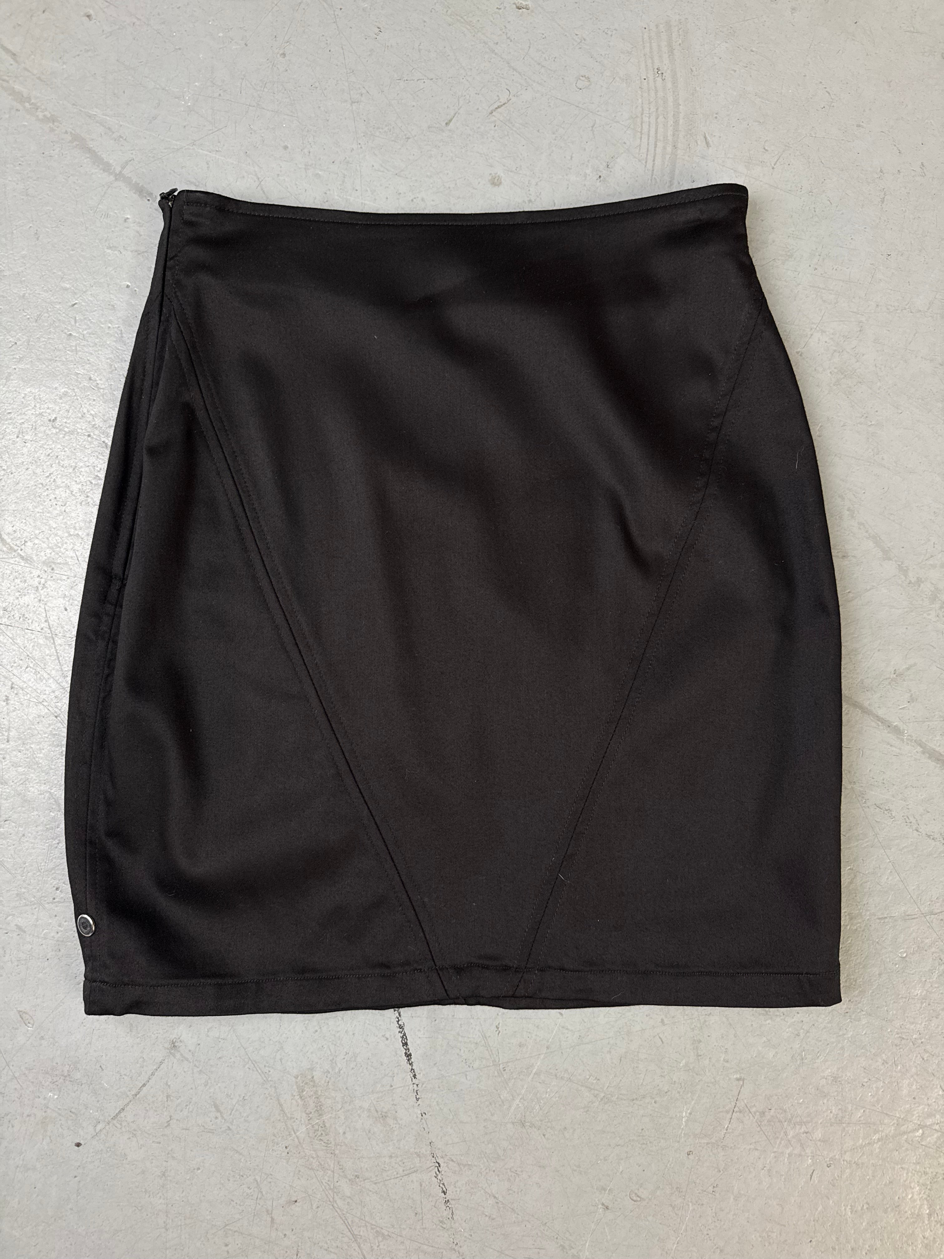 Vintage Versace Versus Black Skirt für Damen. Y2K Second Hand 2000s Fashion