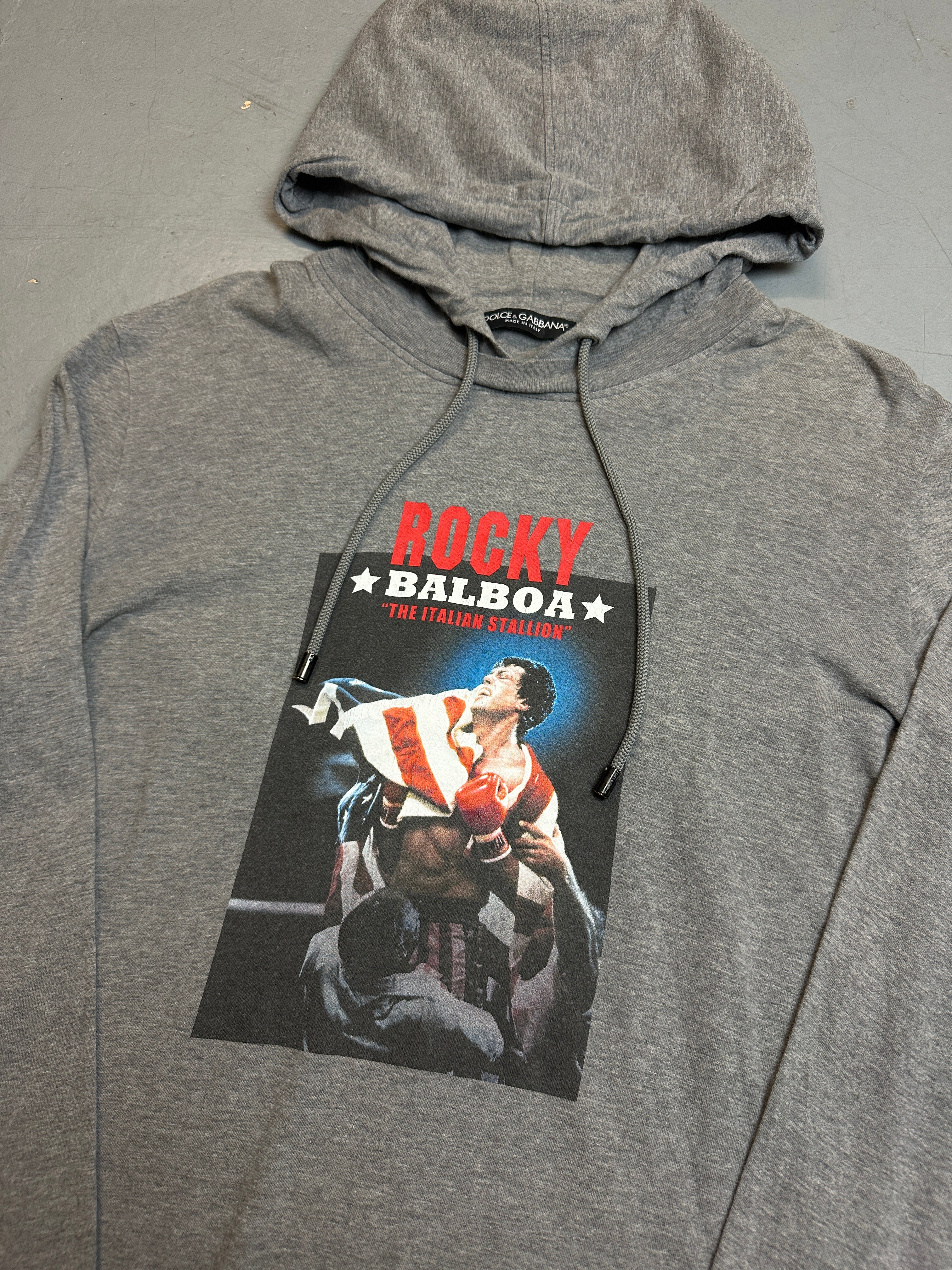 Vintage Dolce&Gabbana Rocky Balboa Printed Hoodie für Herren. Y2K Second Hand 2000s Fashion