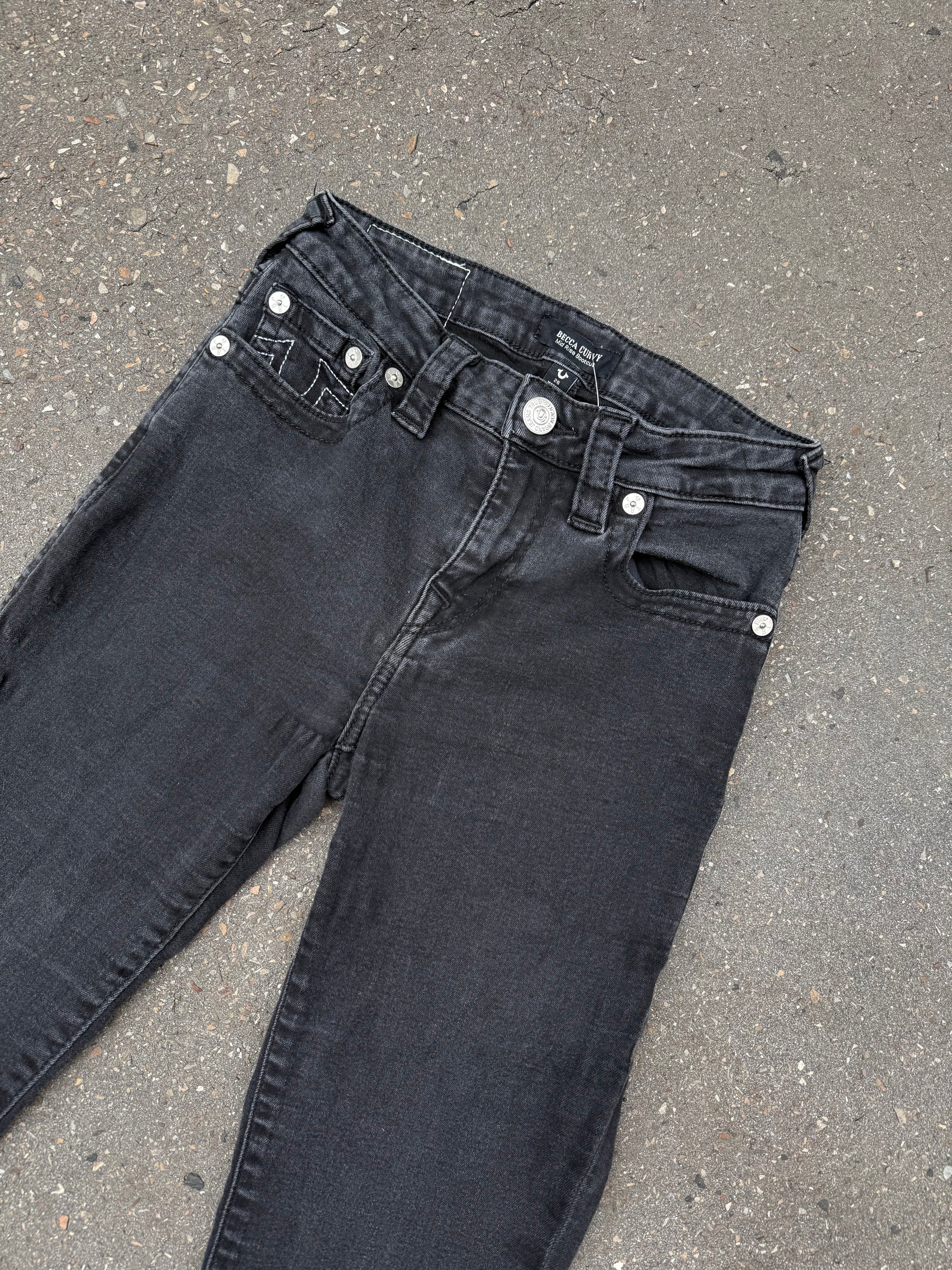Vintage True Religion Mid Waist Black Skinny Jeans XXS