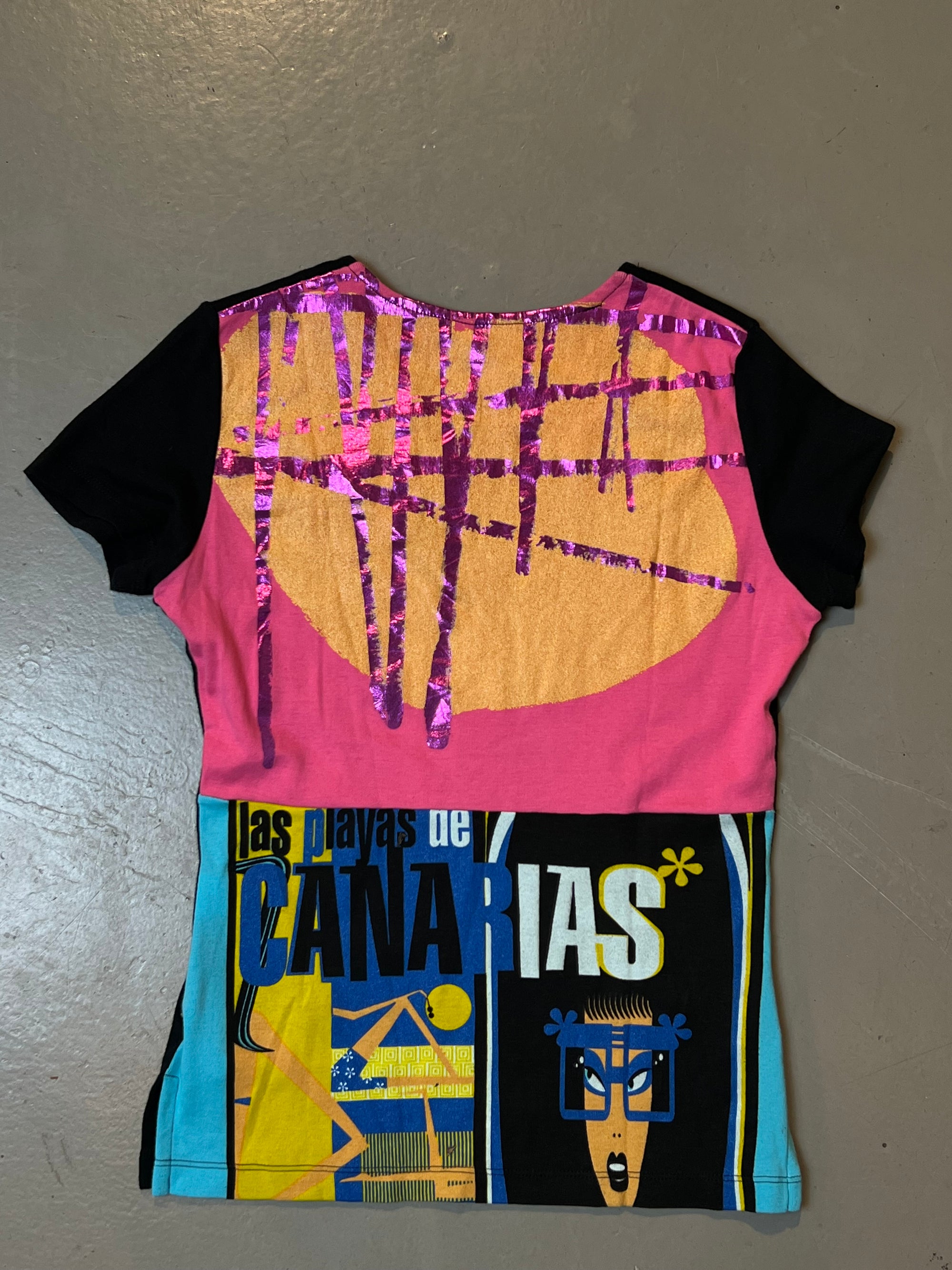 Vintage Black & Pink Custo Barcelona Graphic Tee S