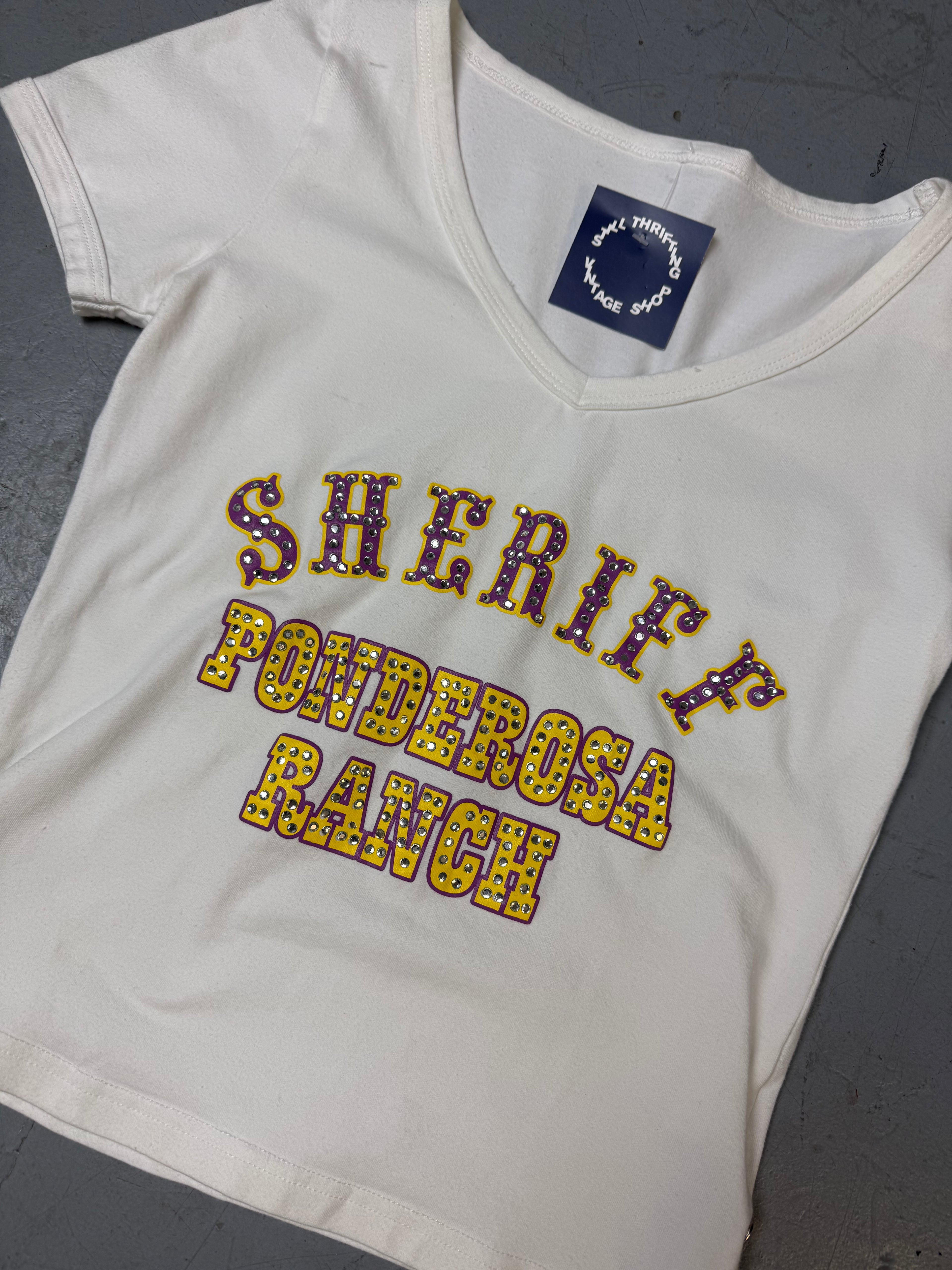 Detailliertes Produktbild von Vintage Rhinestone Cowgirl T-Shirt M von vorne