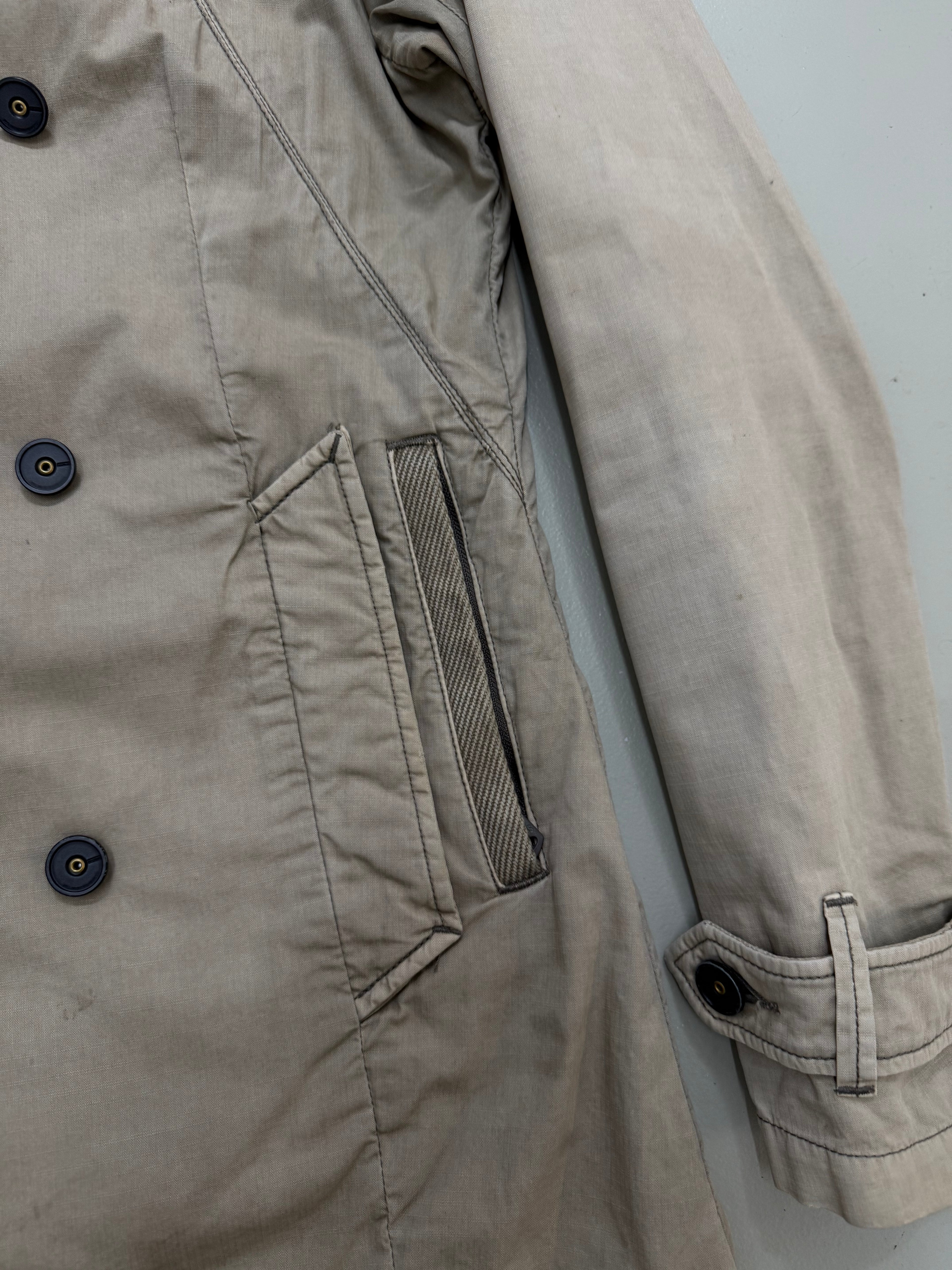 Vintage Beige G-Star Utility Coat für Damen. Y2K Second Hand 2000s Fashion