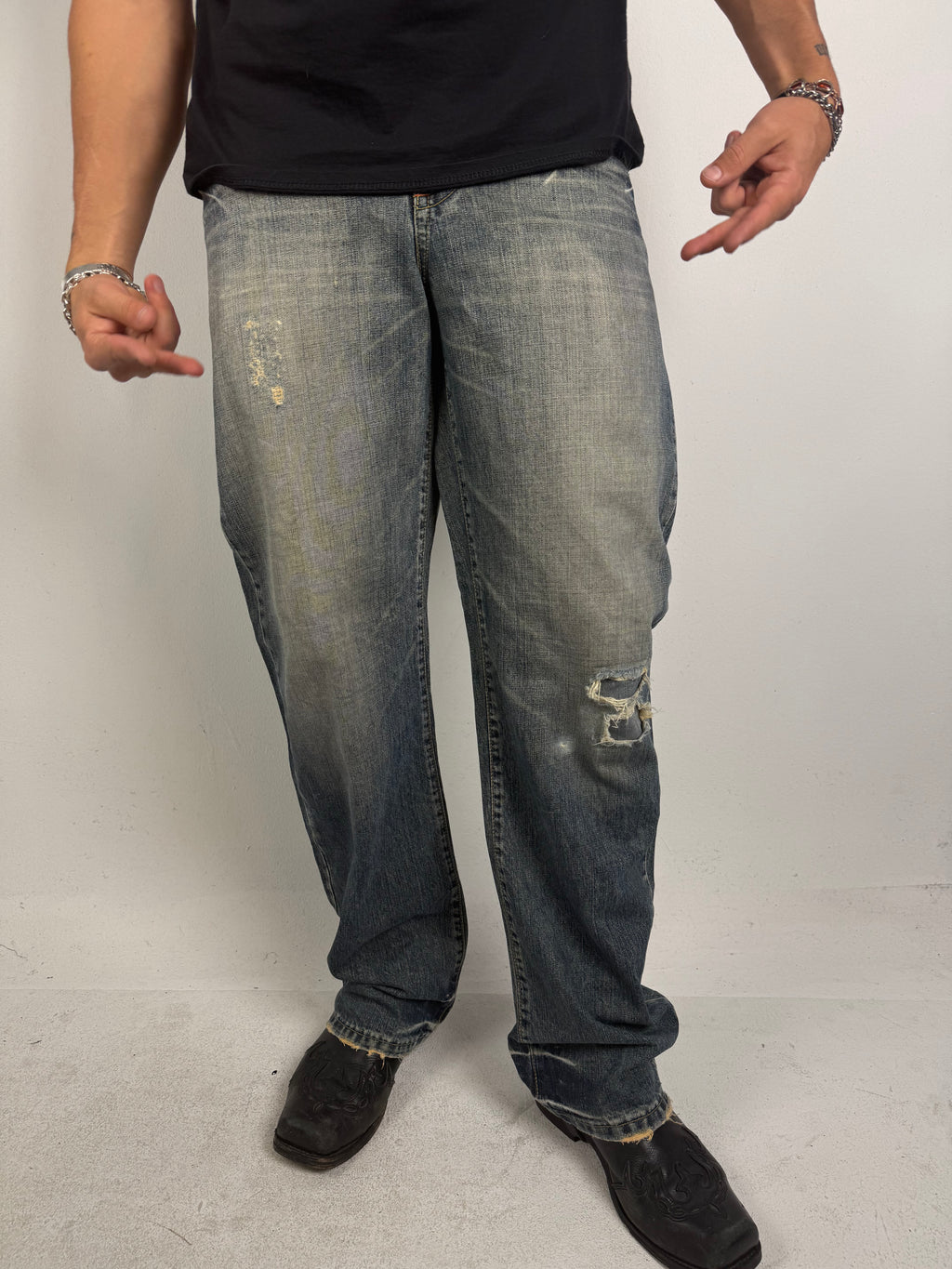 Vintage Nippon Blue Japanese Printed Denim M