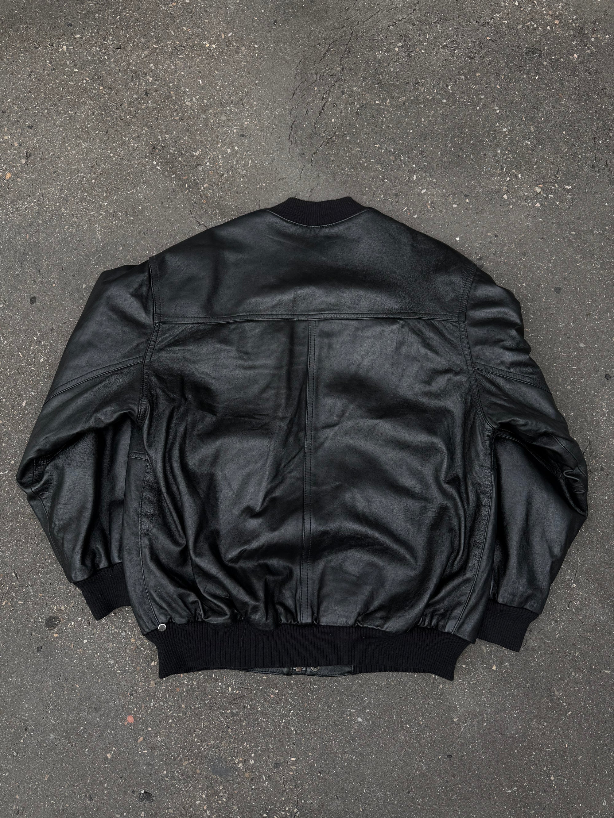 Vintage Black Bomber Leather Jacket XL