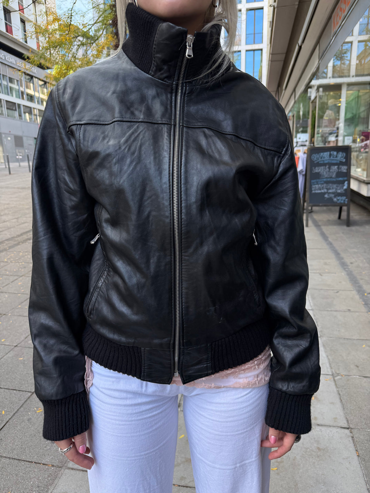 Vintage Leder Jacke (M)