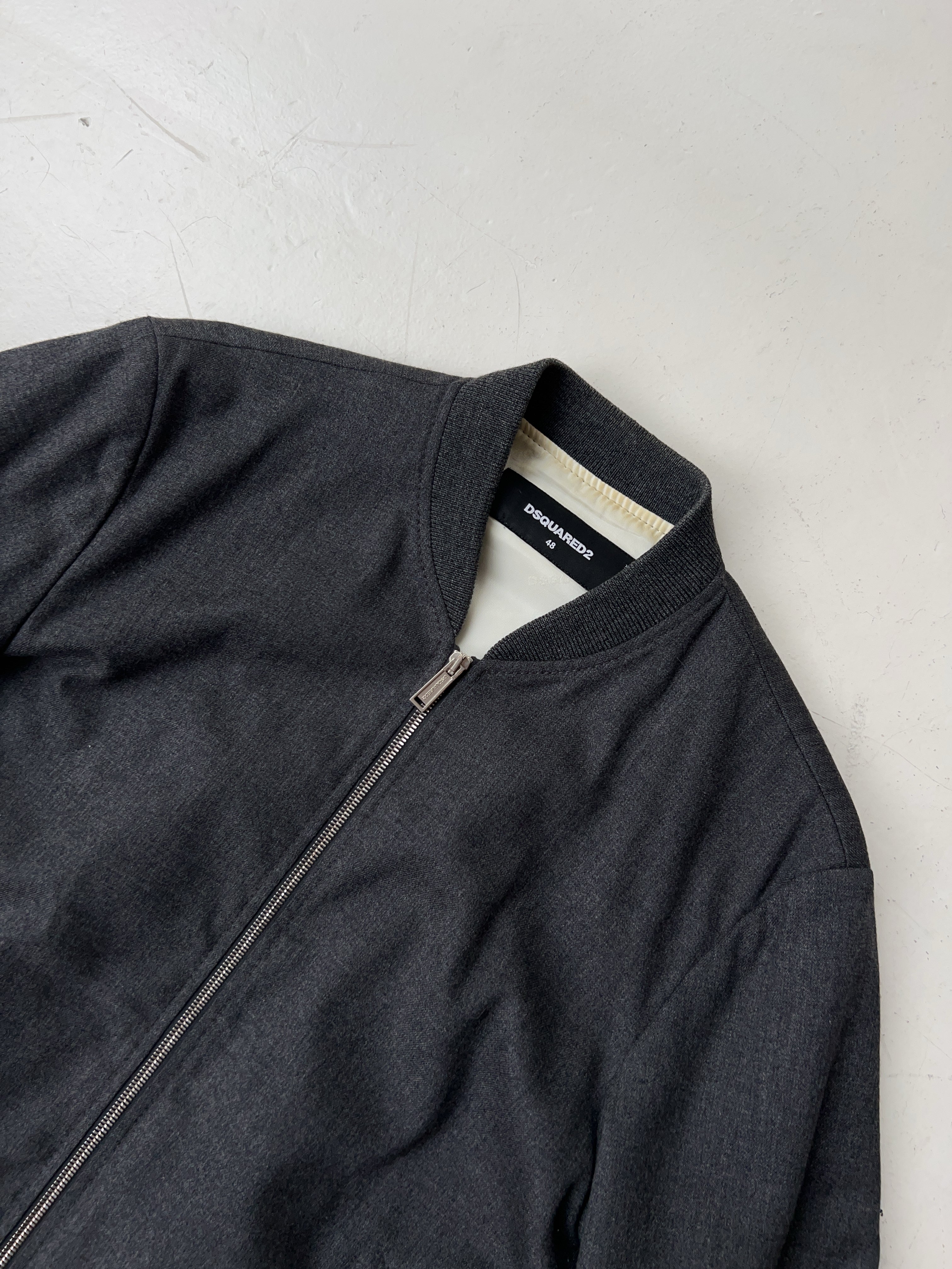 Vintage Dsquared2 Grey Satin Bomber Jacket (M/L)
