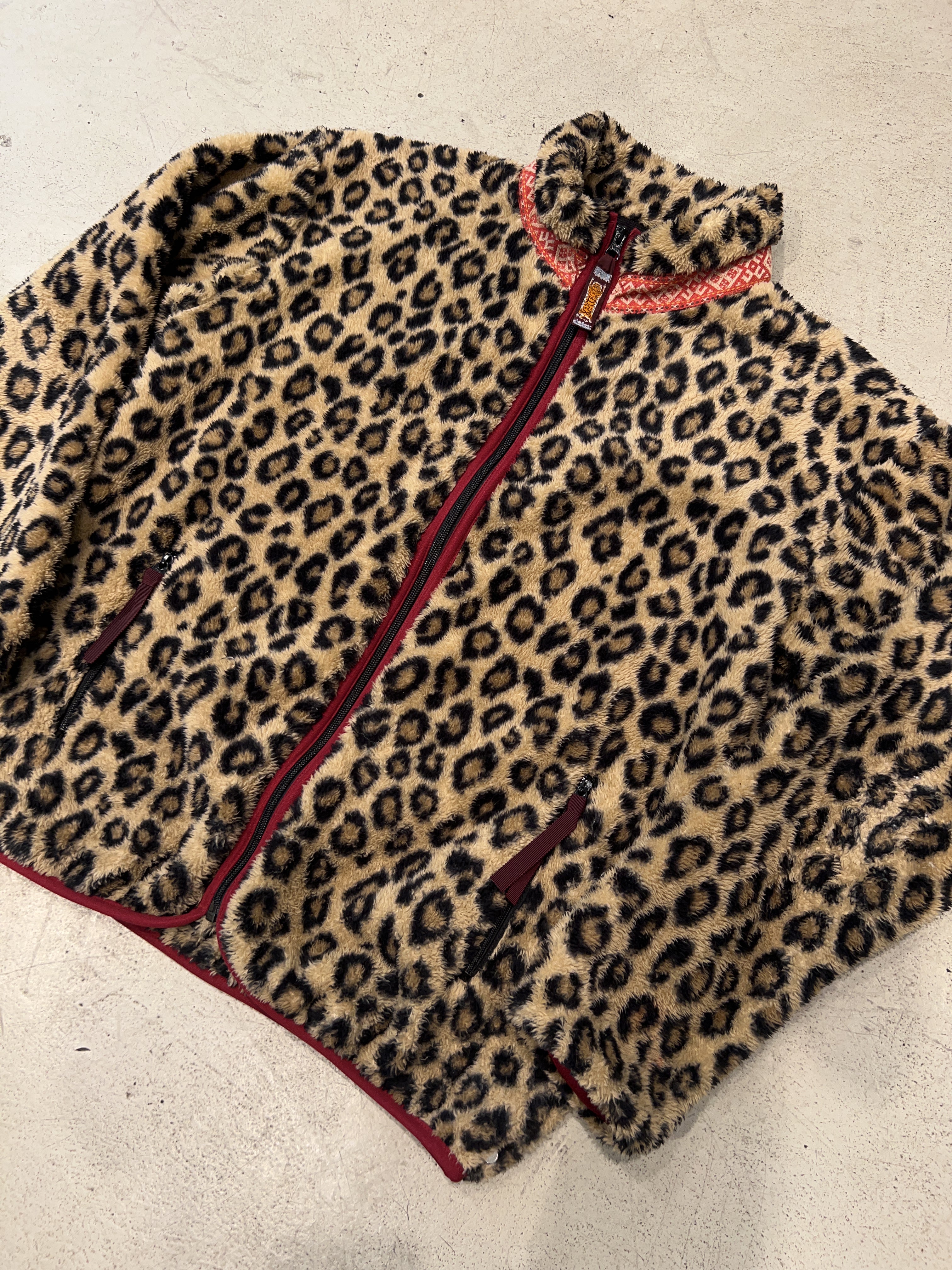 Vintage Kapital Leopard Print Fleece Jacke (L)