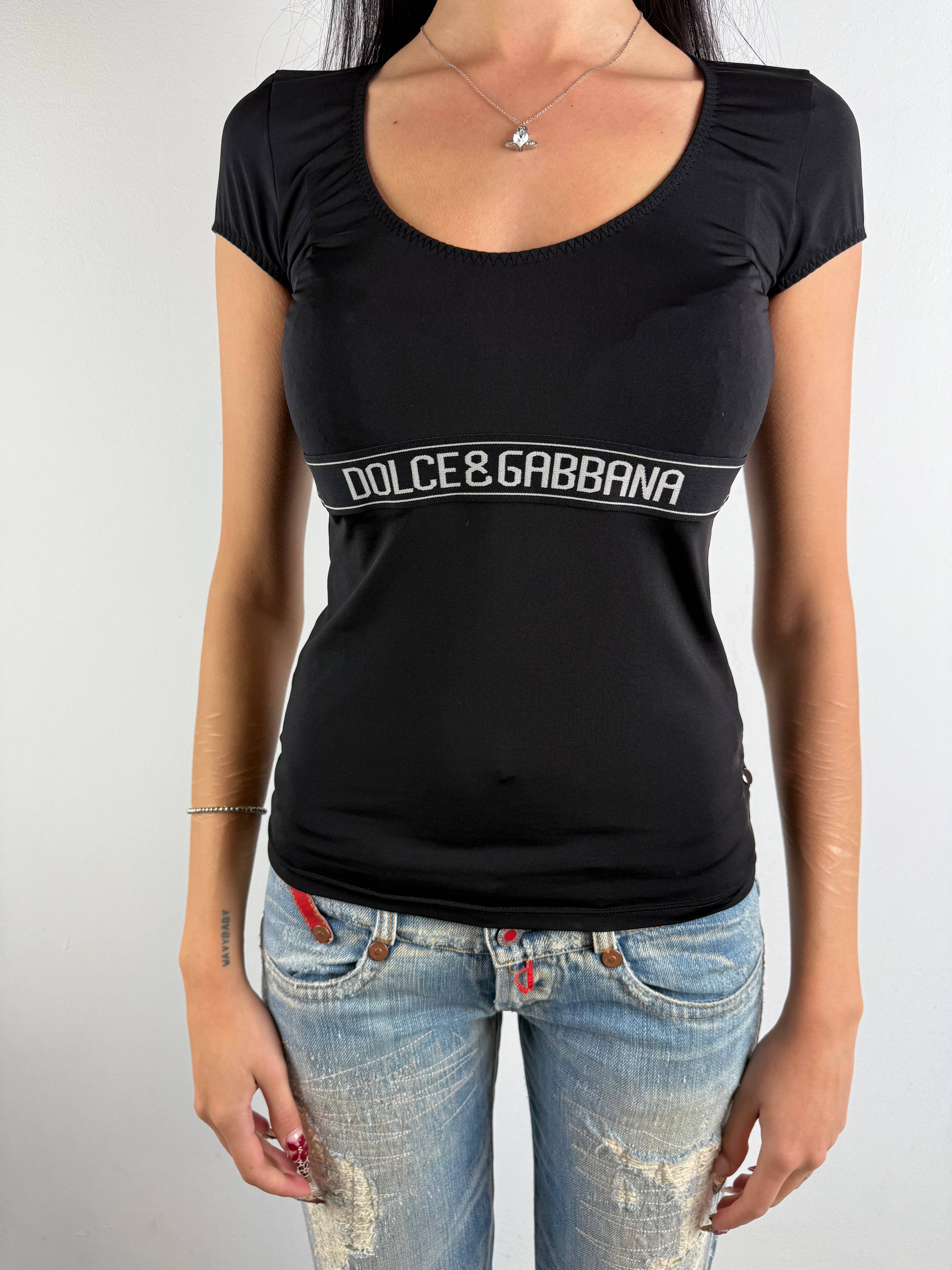 Vintage Dolce&Gabbana Black Logo Top M