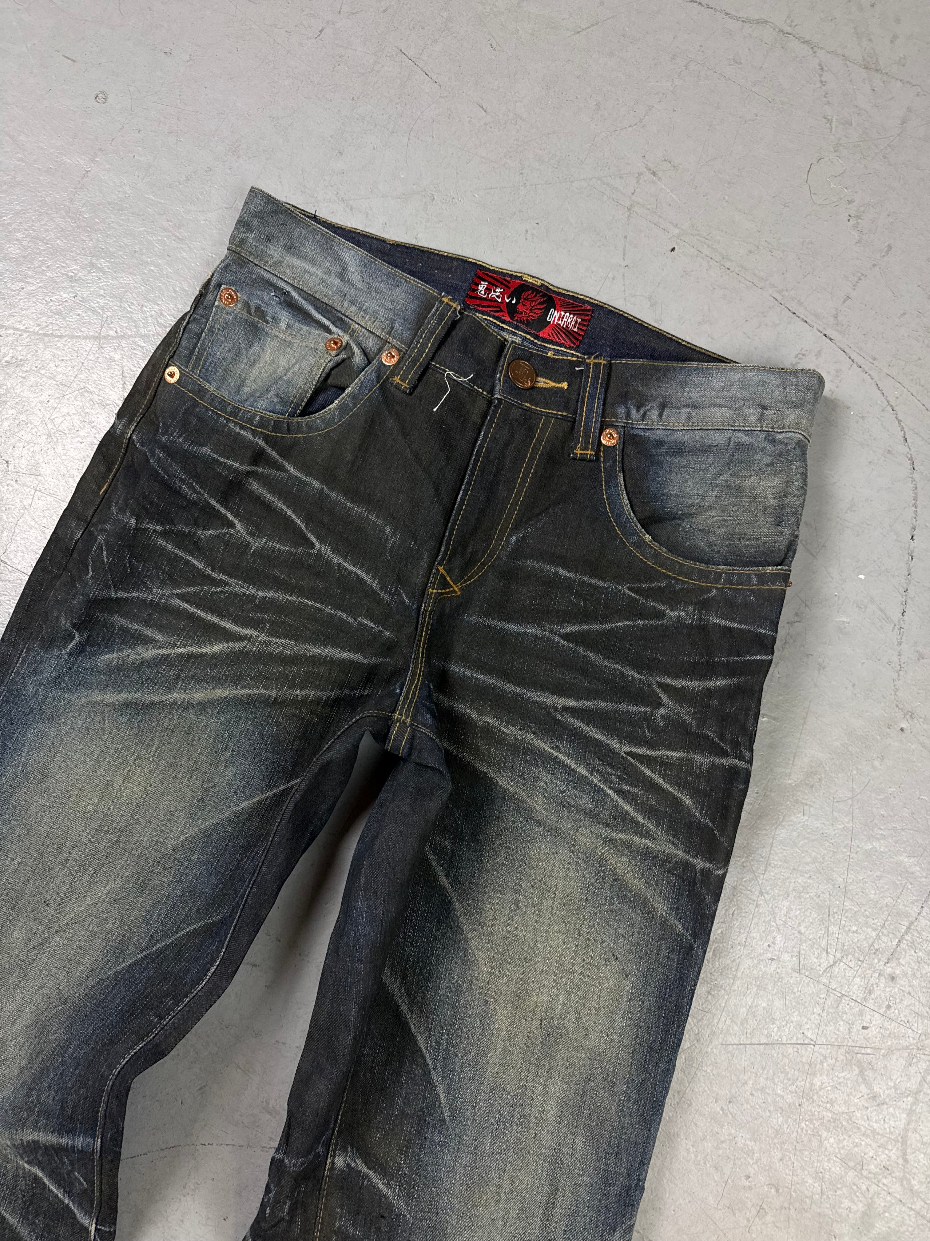 Vintage Oniarai Japanese Printed Denim M