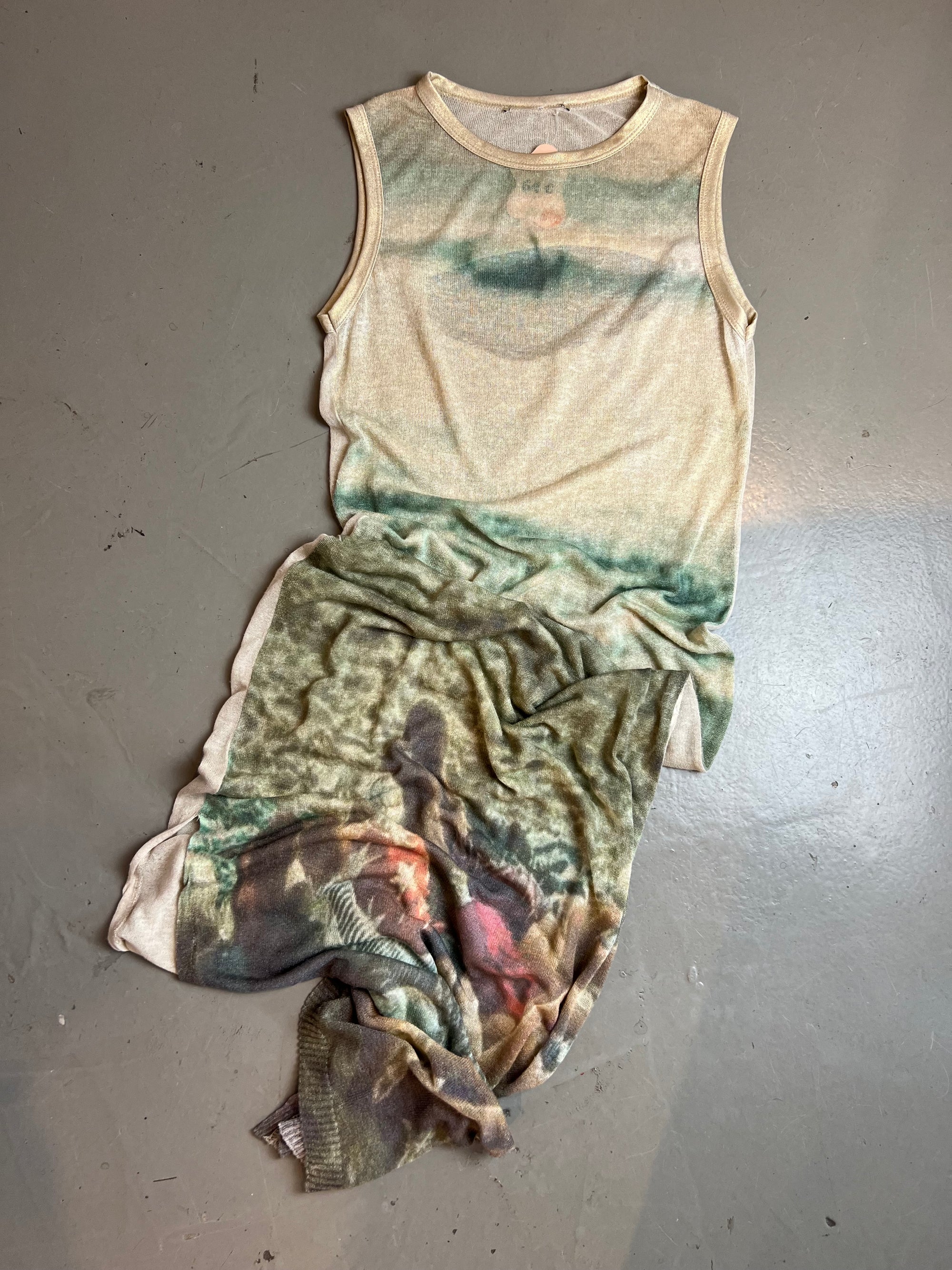 Vintage Printed Knit Beach Dress M
