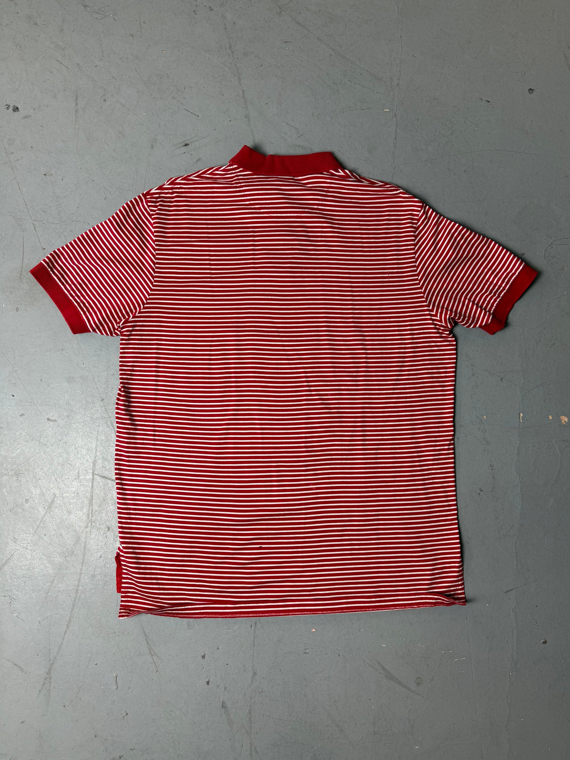 Produktbild von Vintage Ralph Lauren Red and White  Striped Polo von hinten