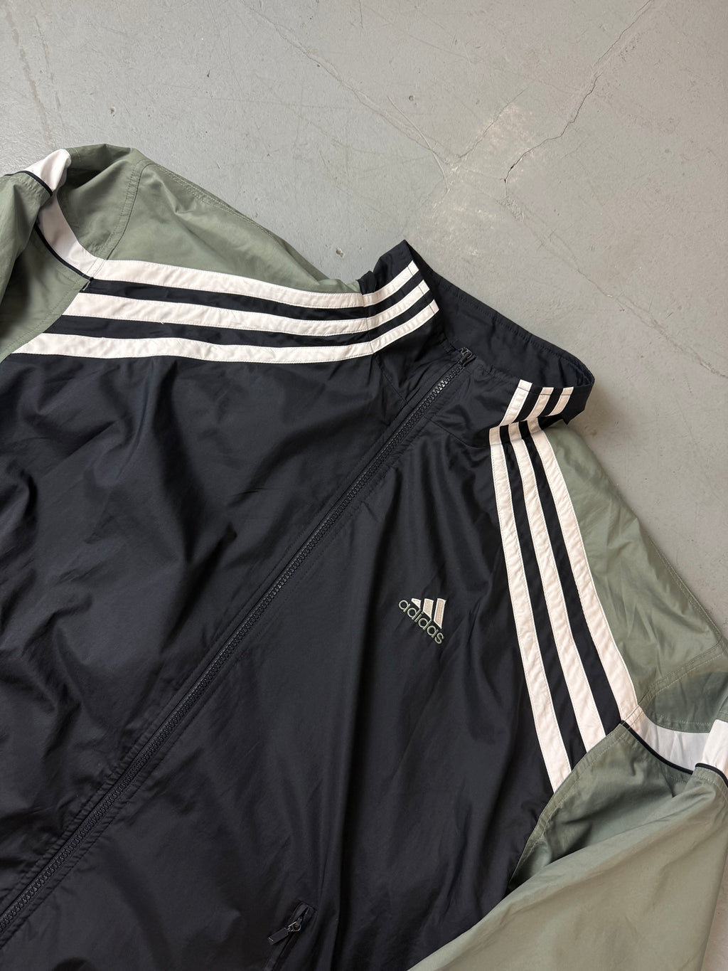 Vintage Adidas Black and Green Track Jacket XL