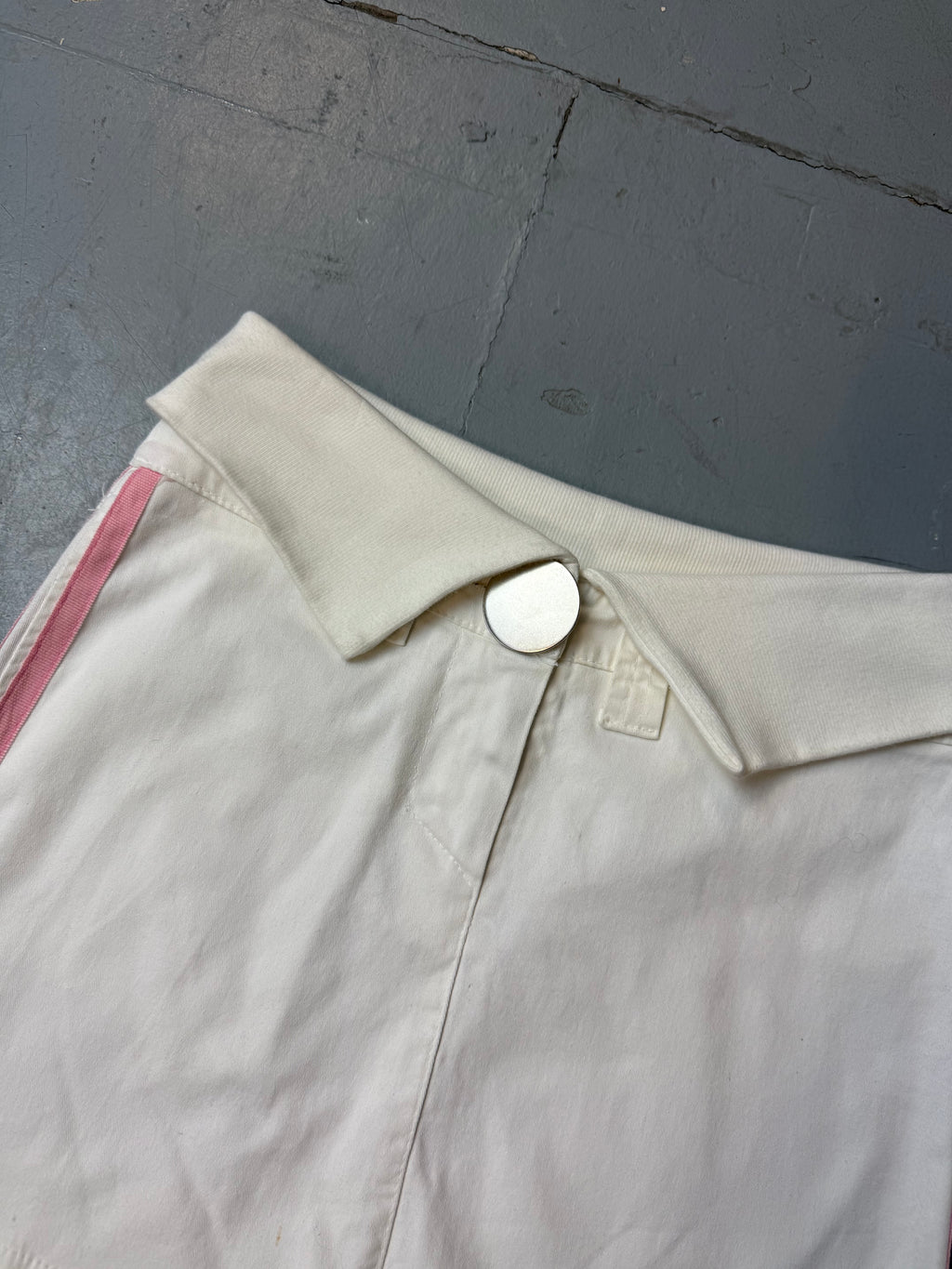 Vintage White Mini Skirt with Pink Stripes S