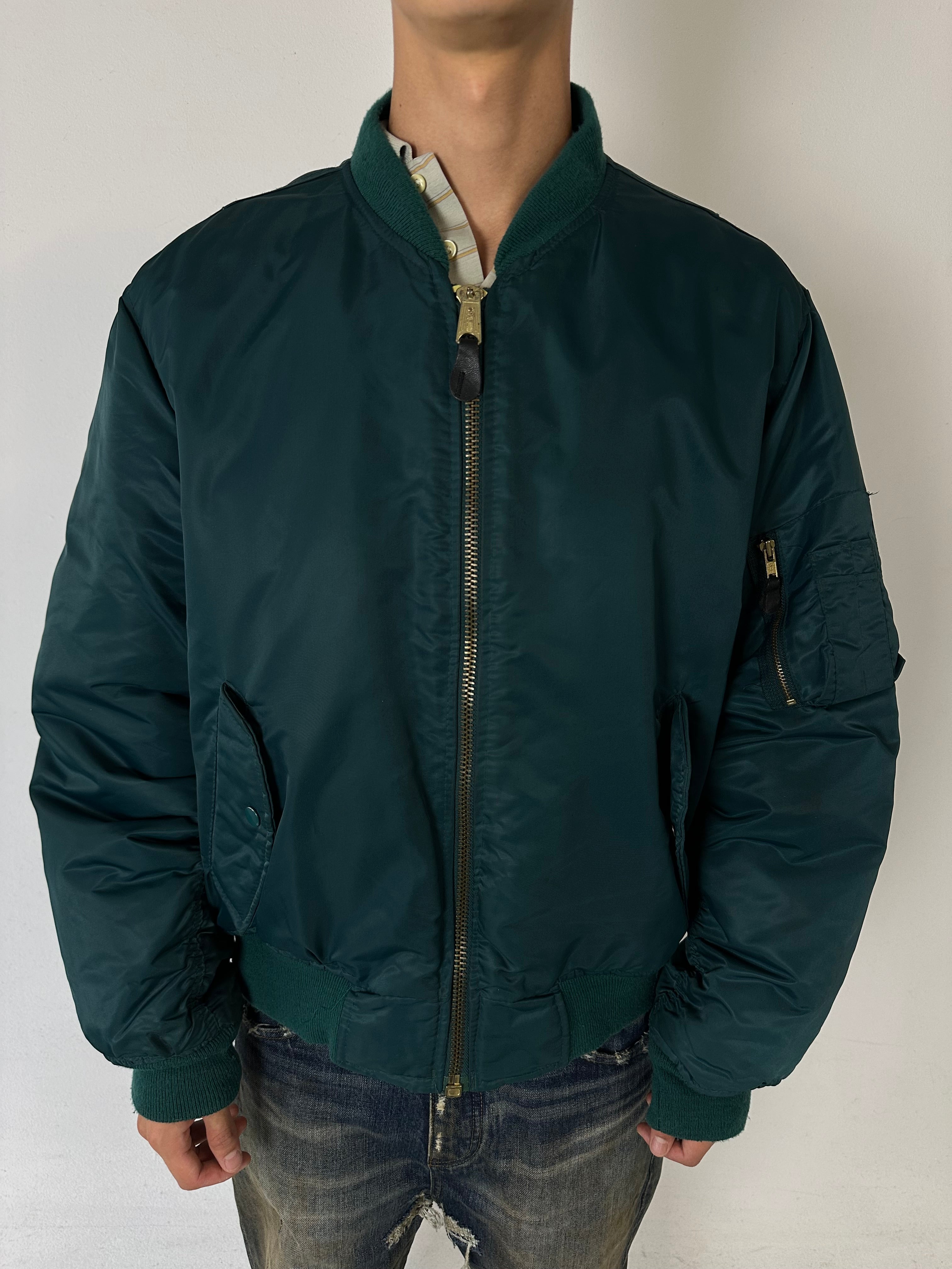 Vintage Petrol Green Bomber Jacket L/XL
