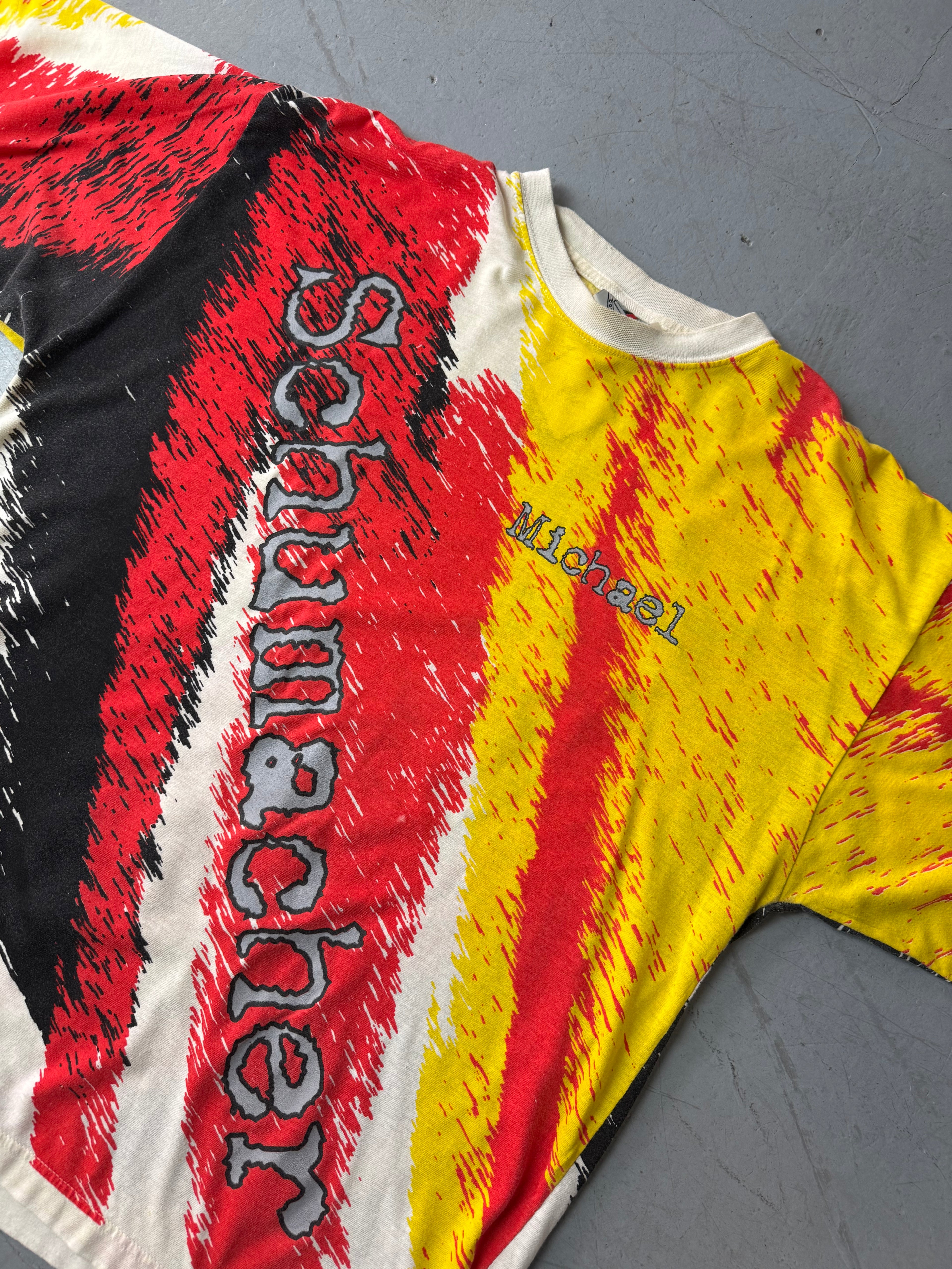 Vintage Michael Schuhmacher buntes Tshirt für Herren y2k 2000s Fashion 