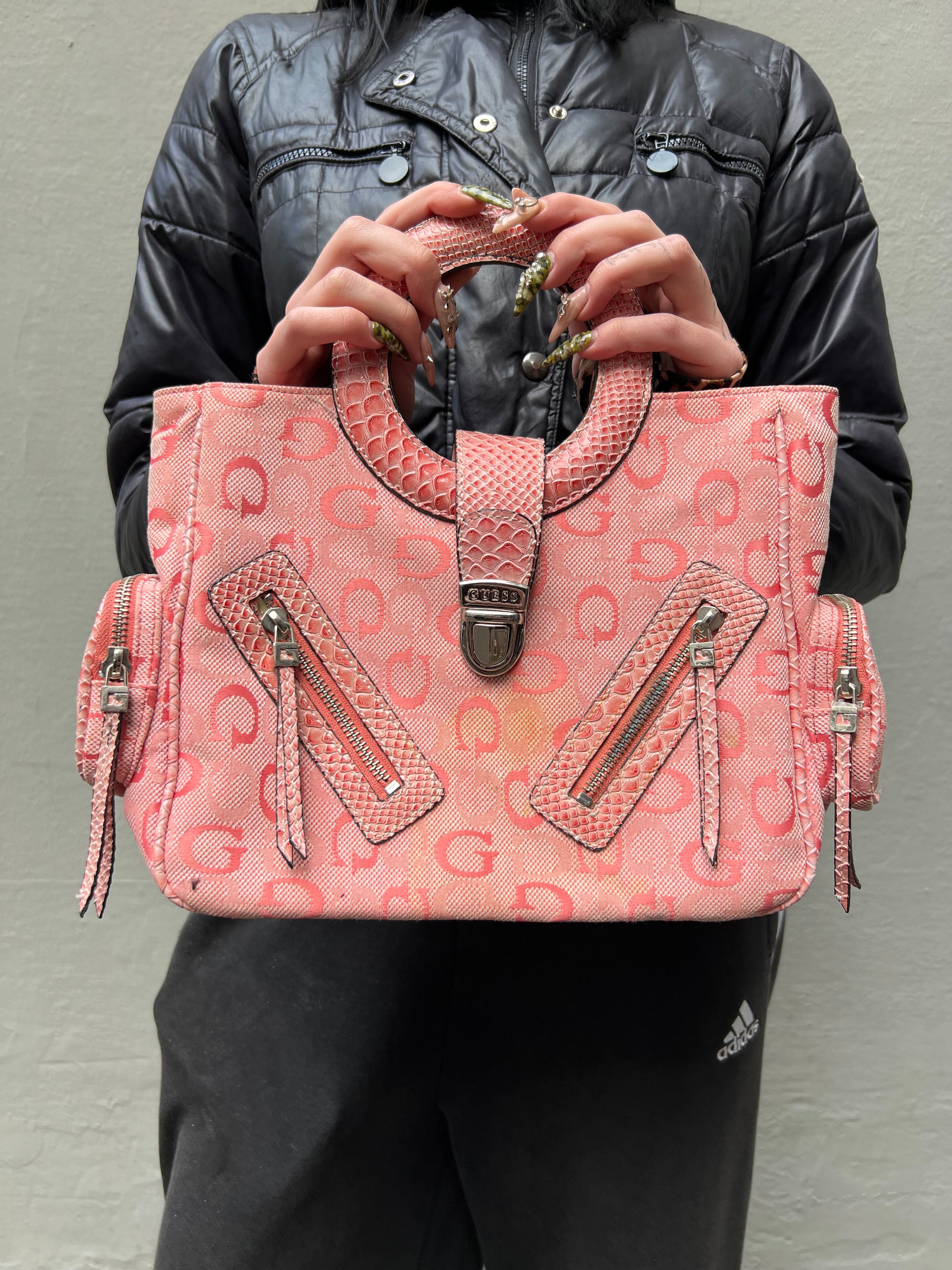 Vintage Pink Silver Detailed Guess Bag