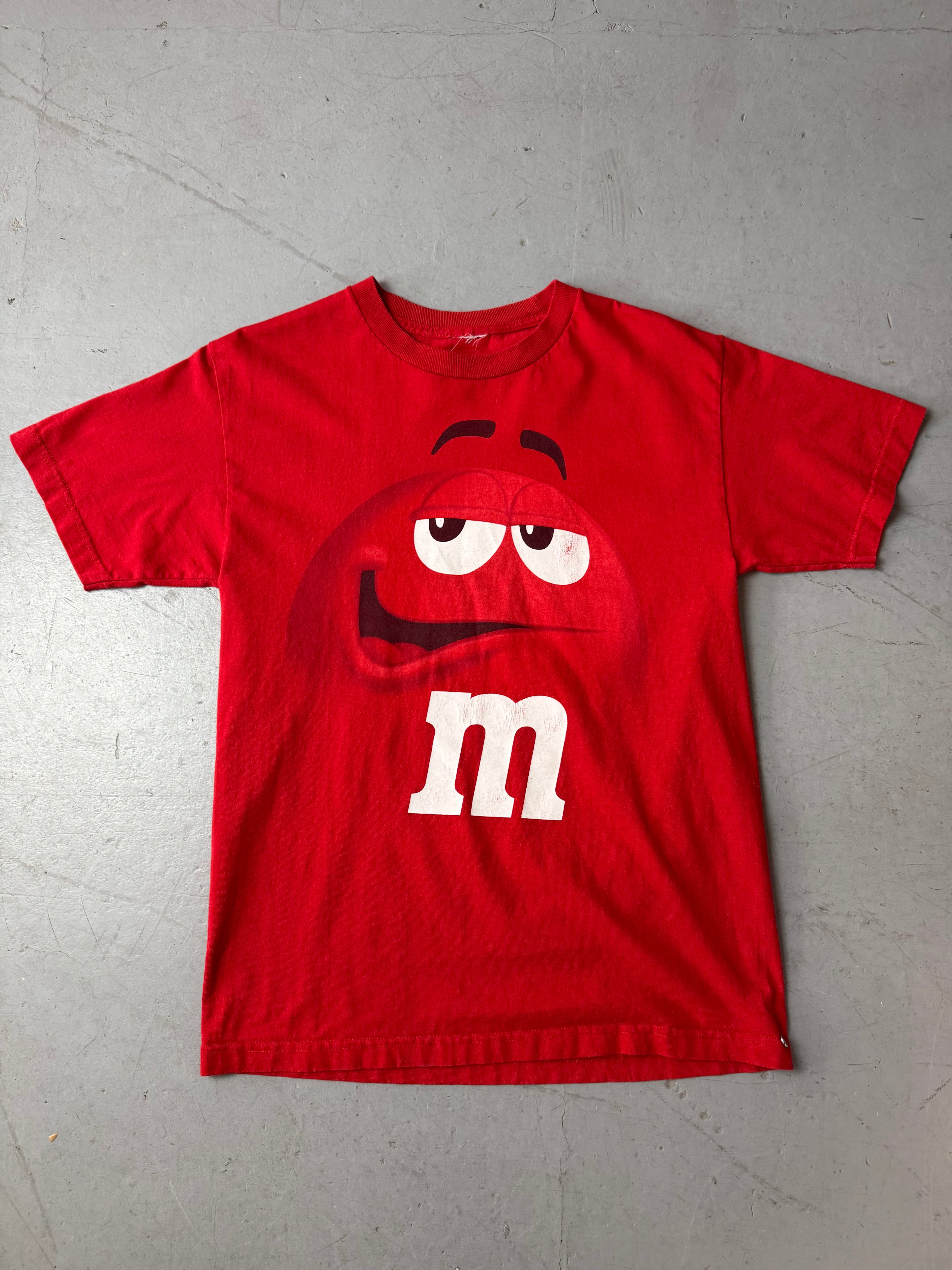 Vintage M&Ms rotes Tshirt für Herren y2k 2000s Fashion 