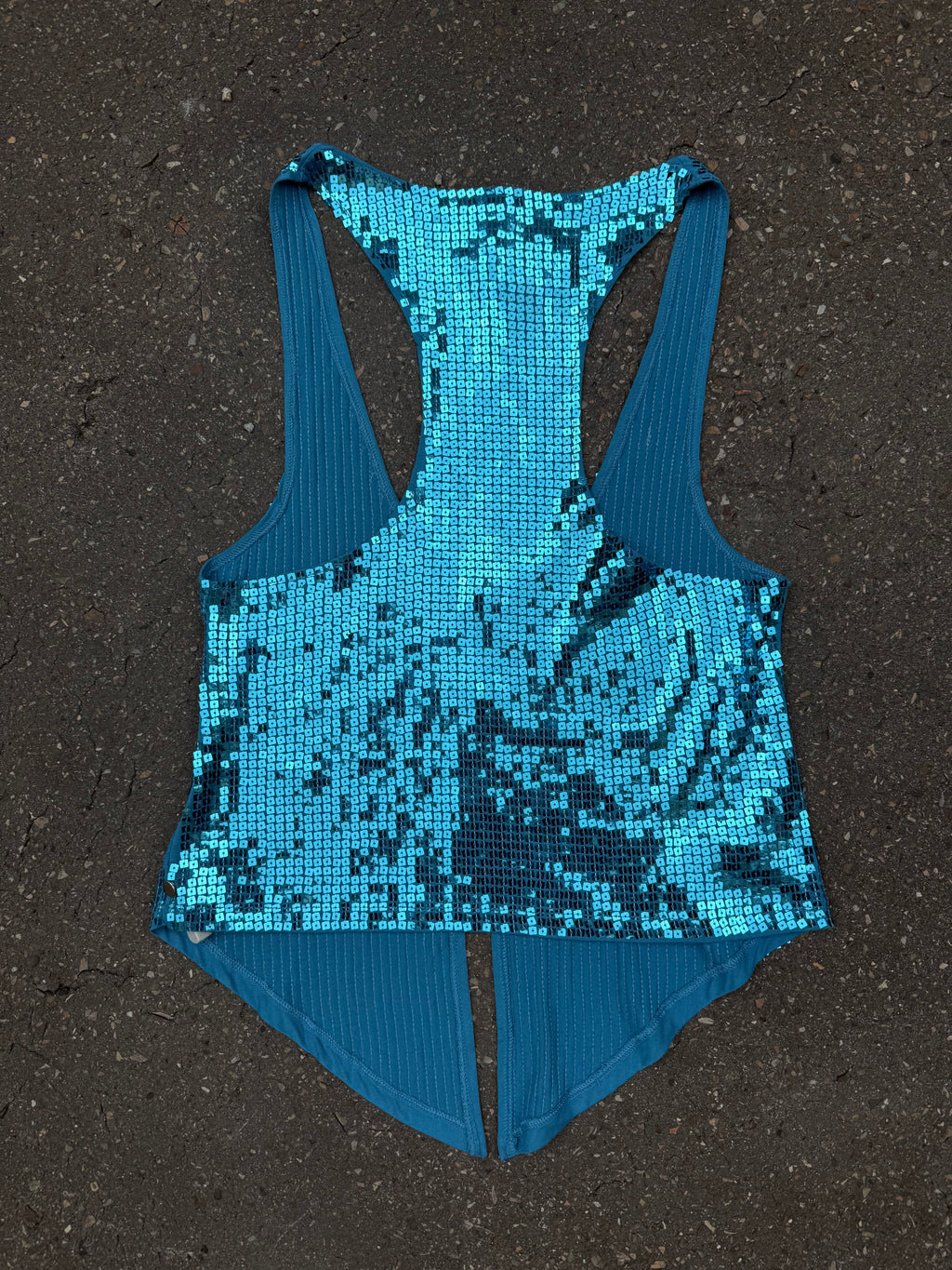 Vintage Y2K Blue Party Glitter Top M