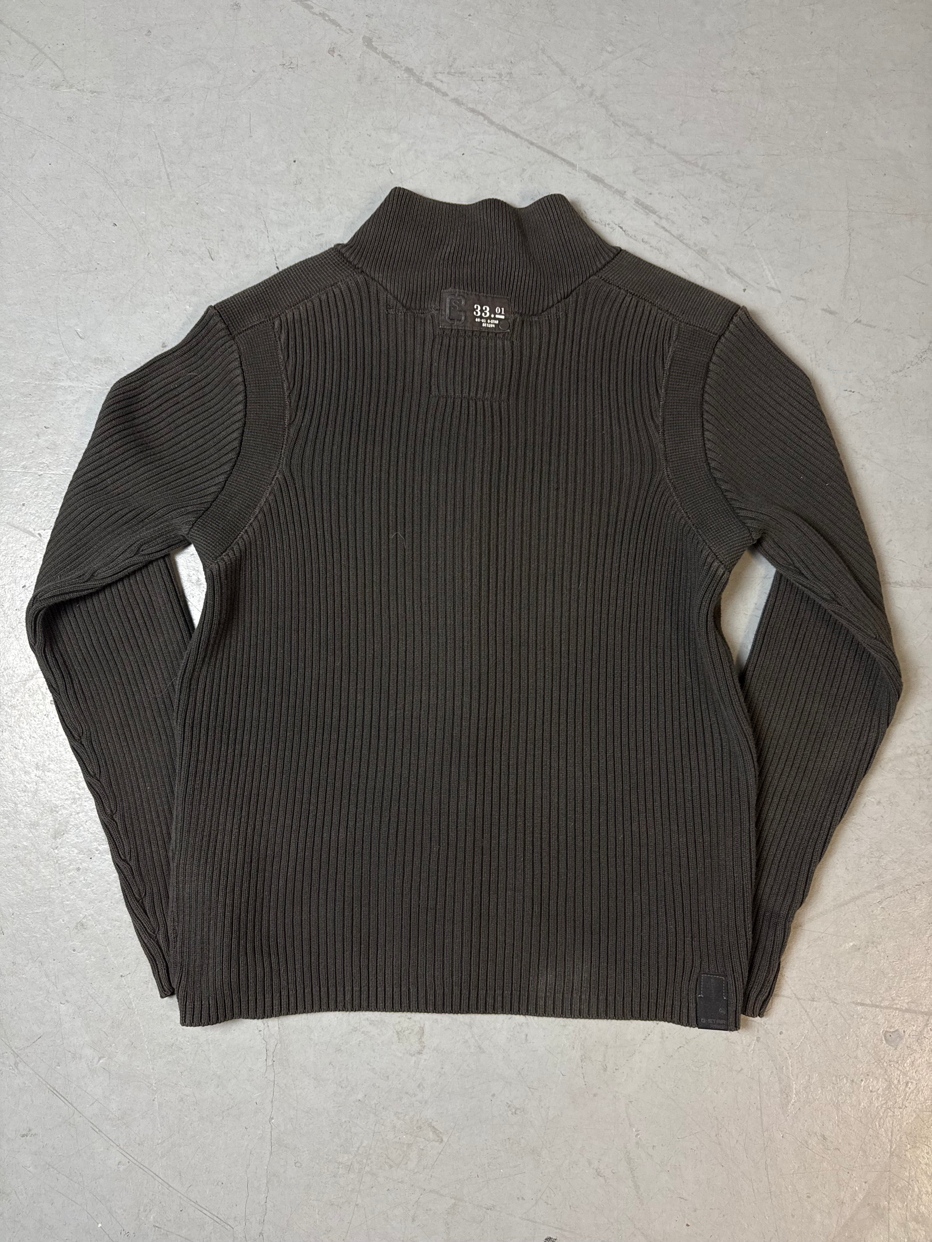 Produktbild von einem Vintage G-Star Brown Knit Zip Up Sweater von hinten 