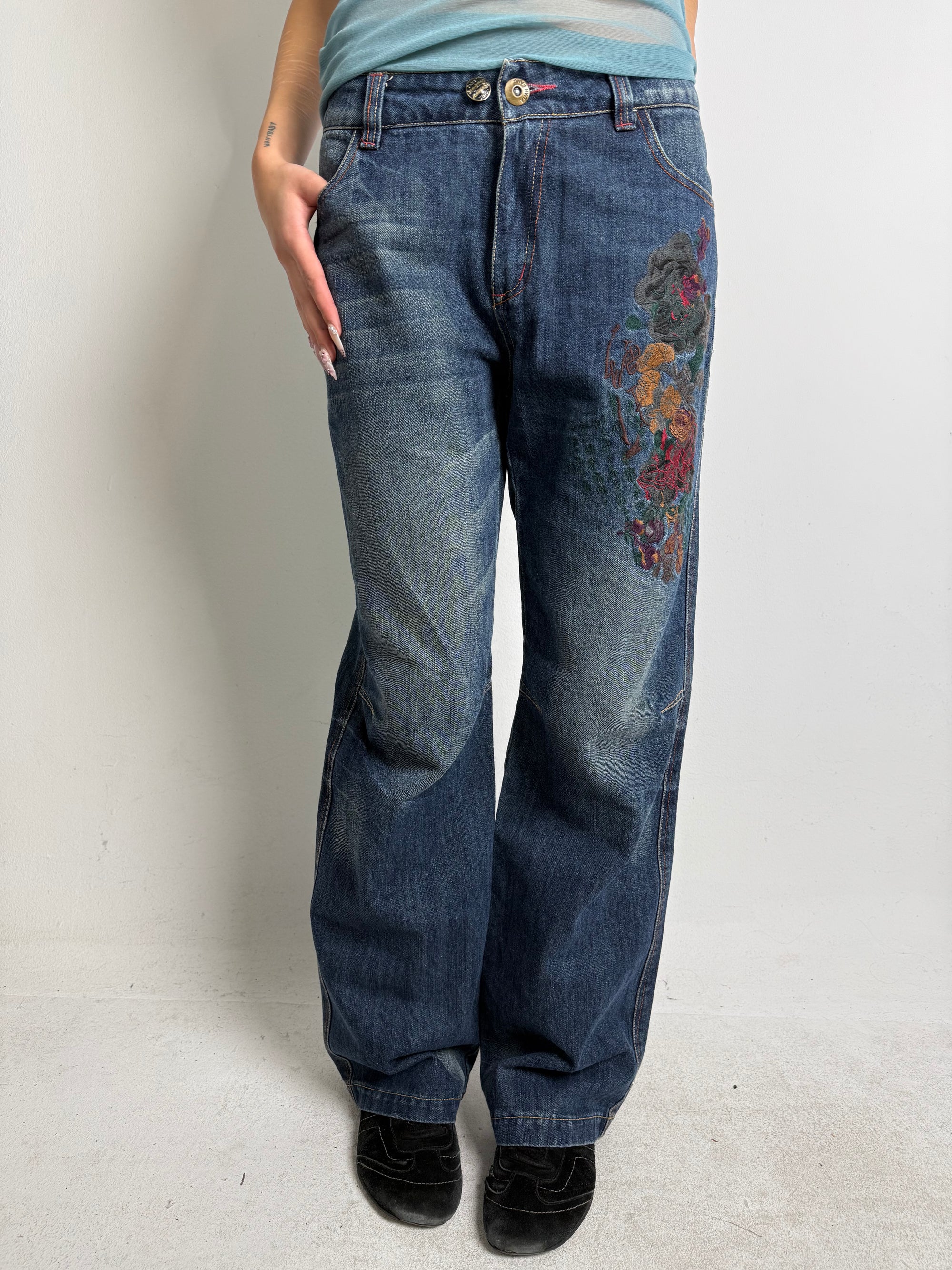 Vintage Yuan Fang Japanese Stitched Baggy Denim S/M