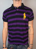 Vintage Polo Ralph Lauren Black and Purple Big Pony Polo Shirt L