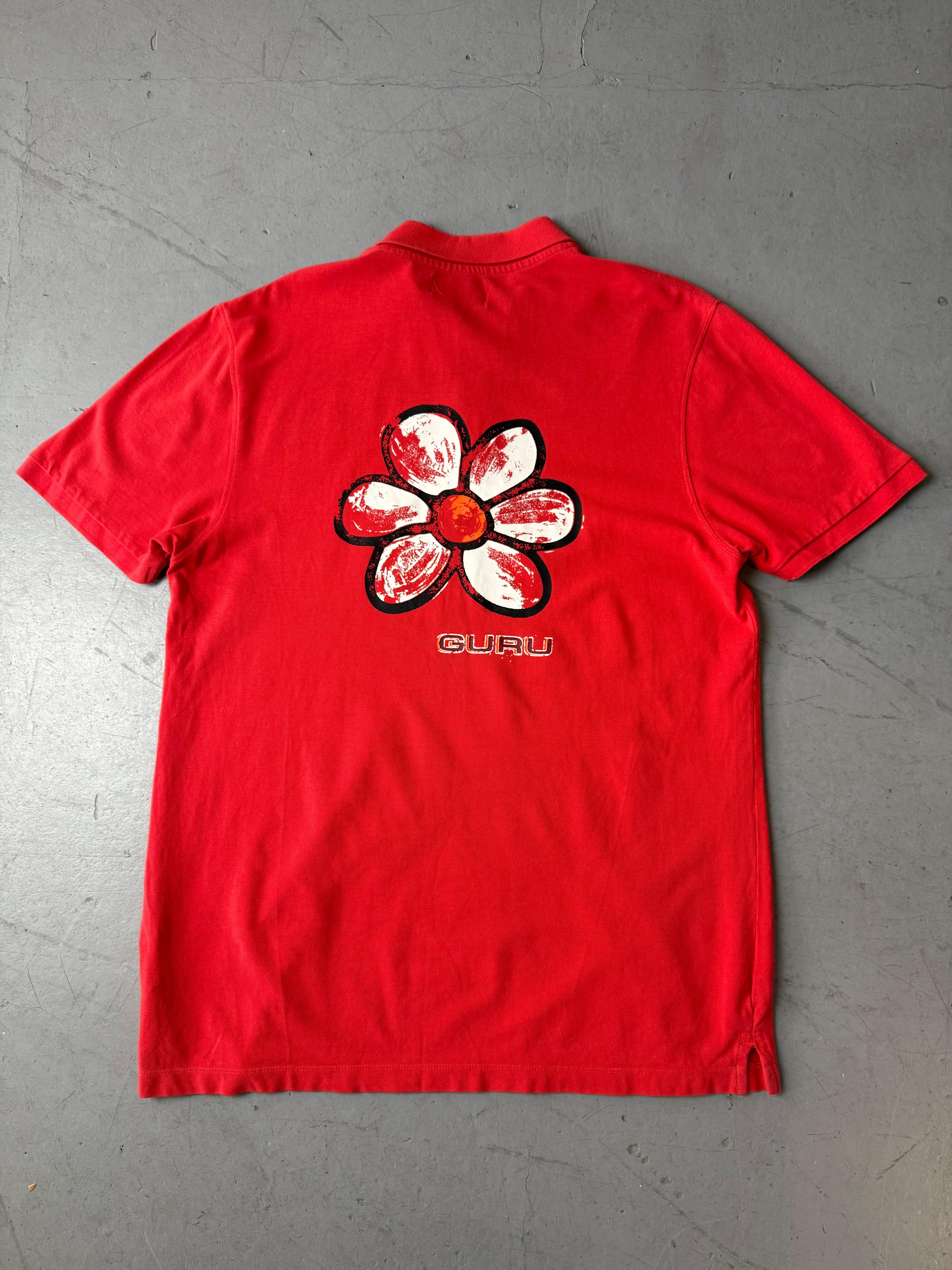 Vintage guru orangenes Polo Hemd für Herren y2k 2000s Fashion 