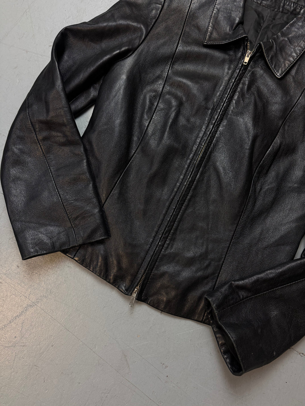 Vintage Italian Black Leather Jacket M