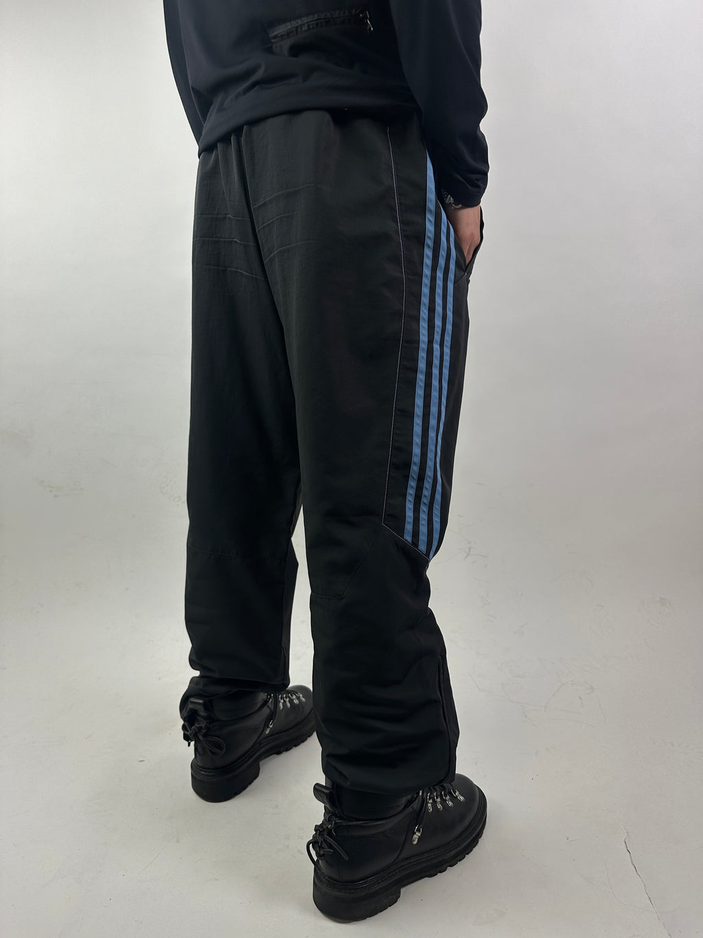 Vintage Adidas Black and Blue Track Pants M/L