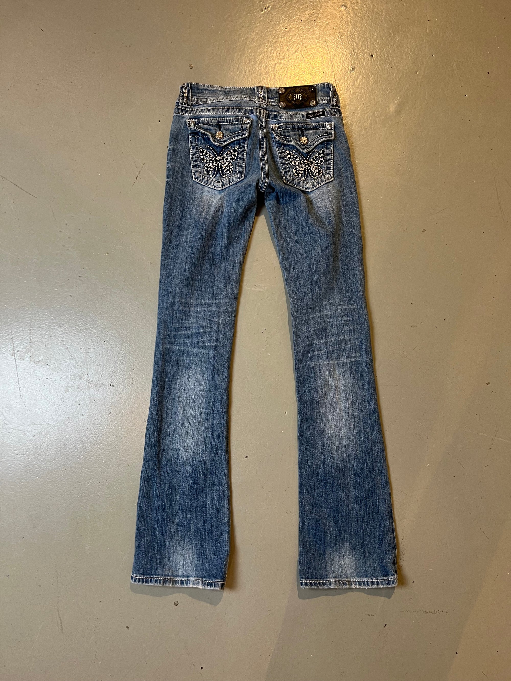 Vintage Miss Me Butterfly Glitter Denim XS
